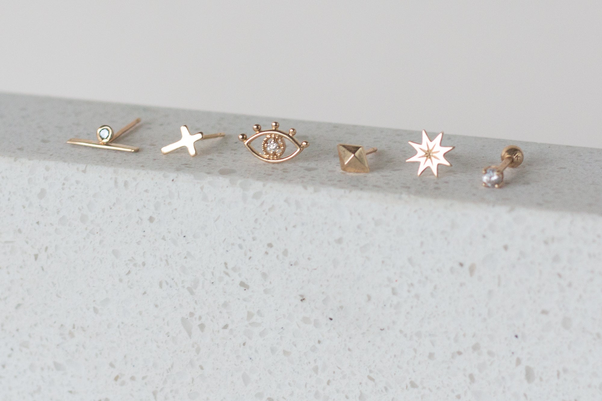 14k solid gold stud earrings by good wknd