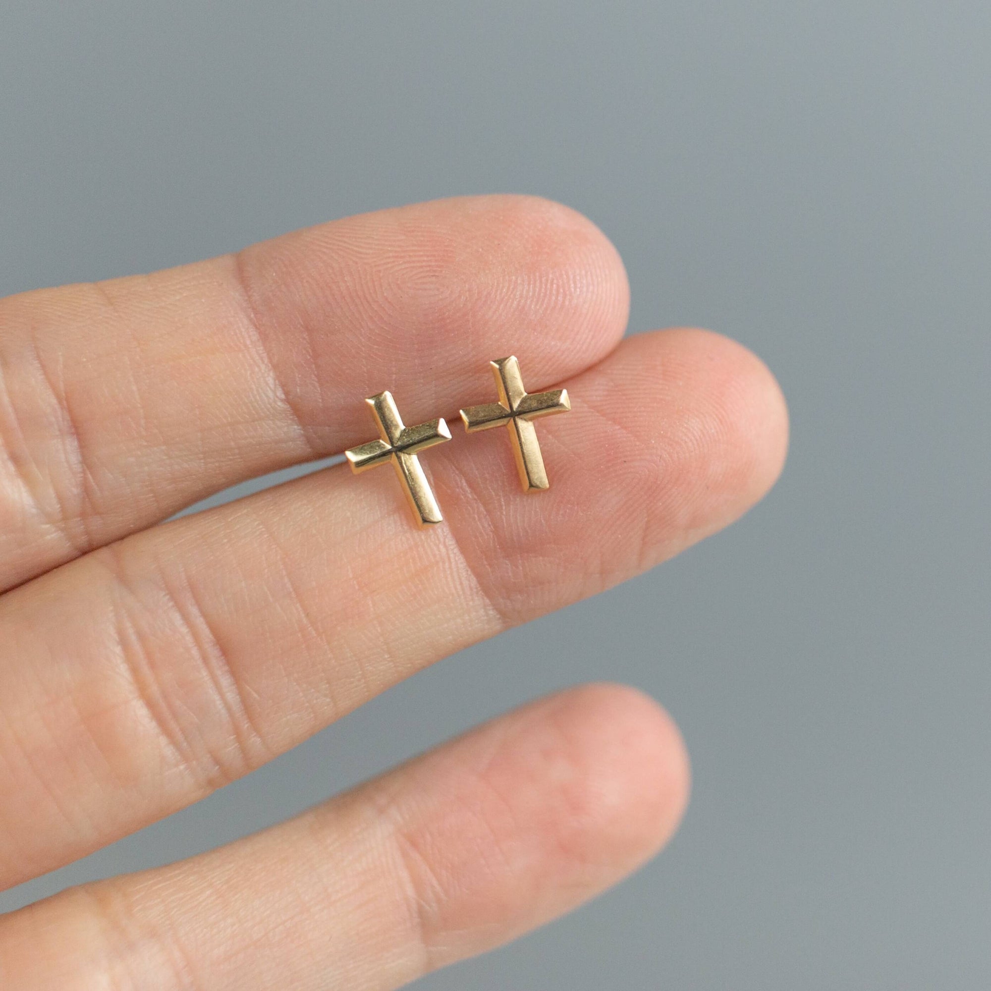 solid gold cross earrings by good wknd