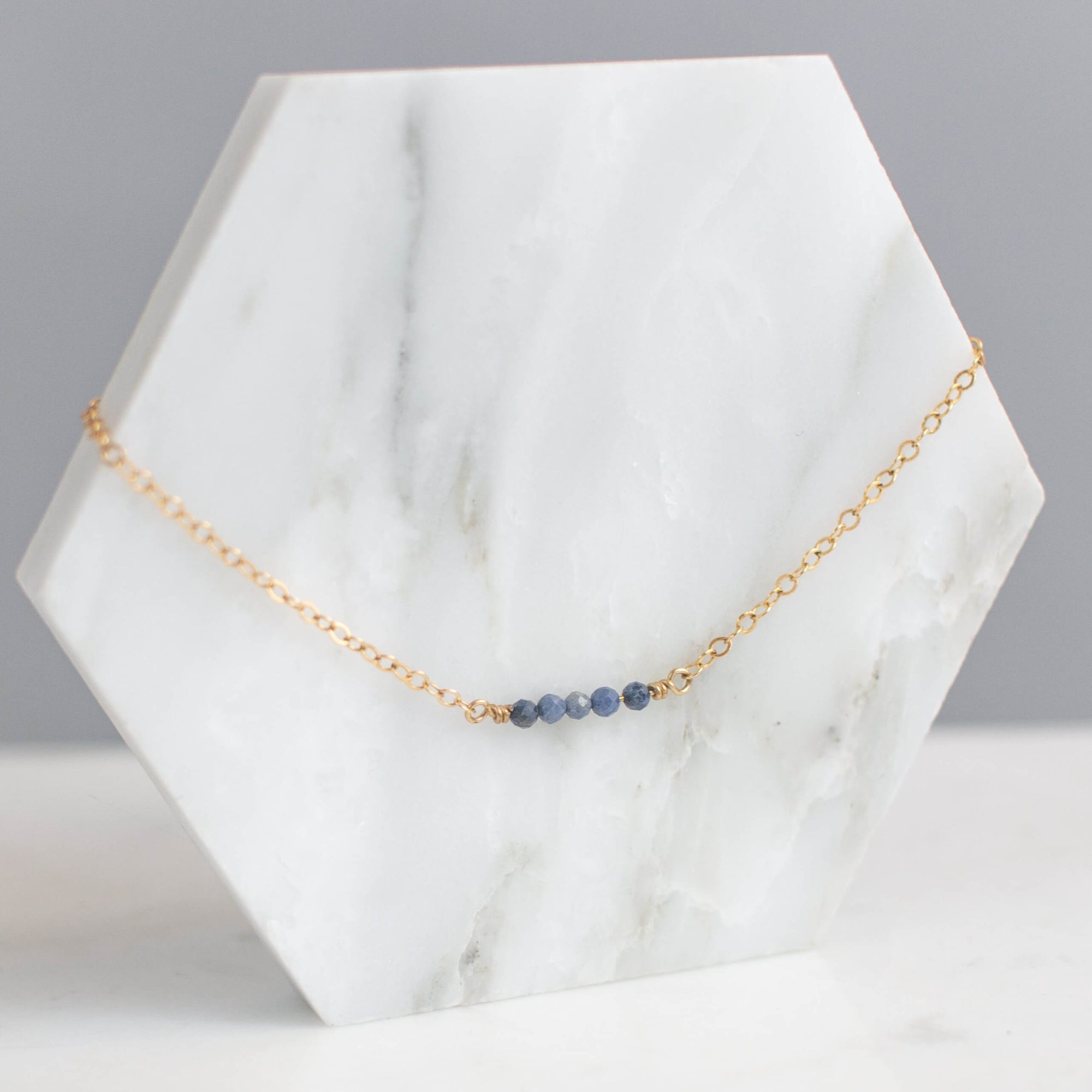 adalene dainty gold and sapphire necklace