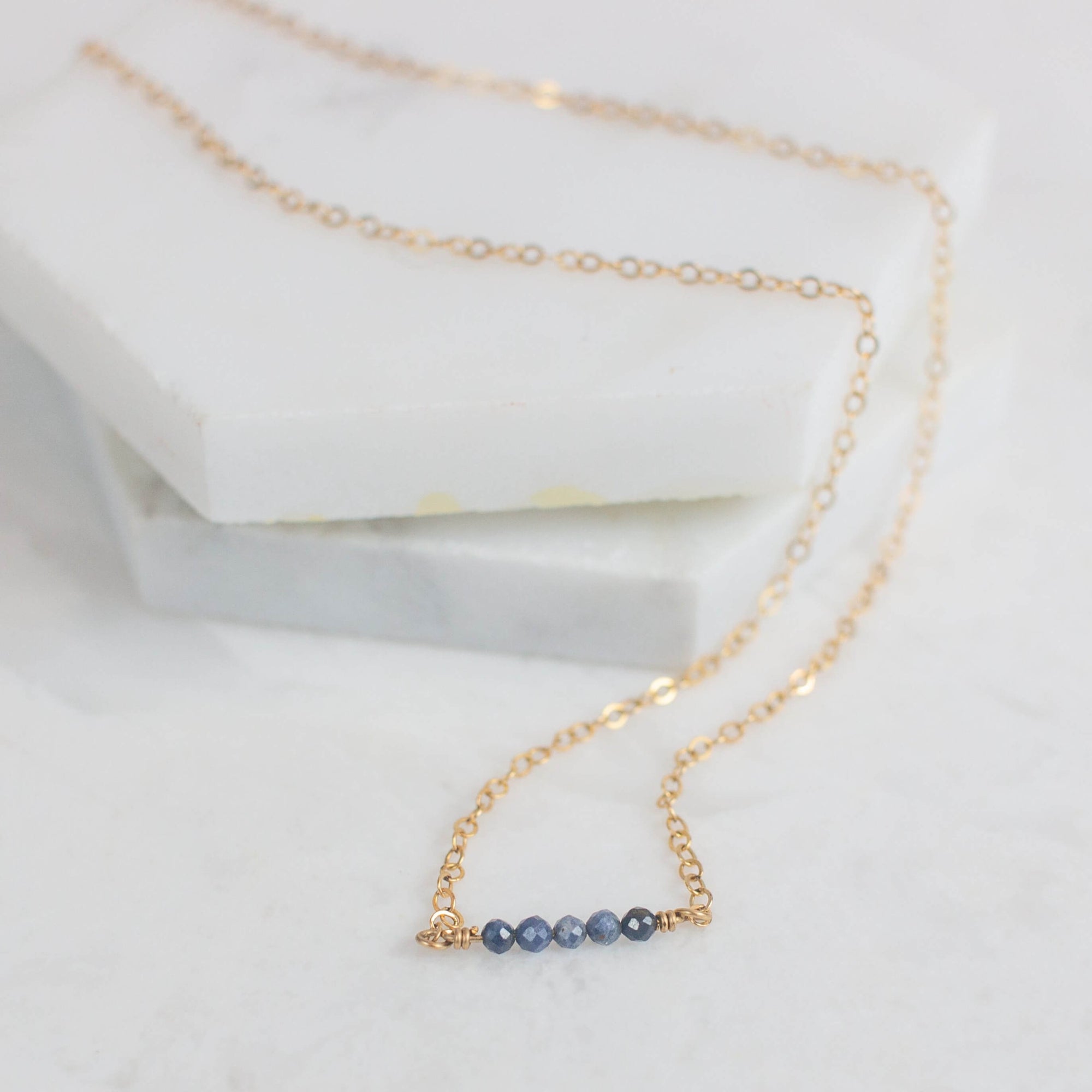 adalene dainty gold and sapphire necklace