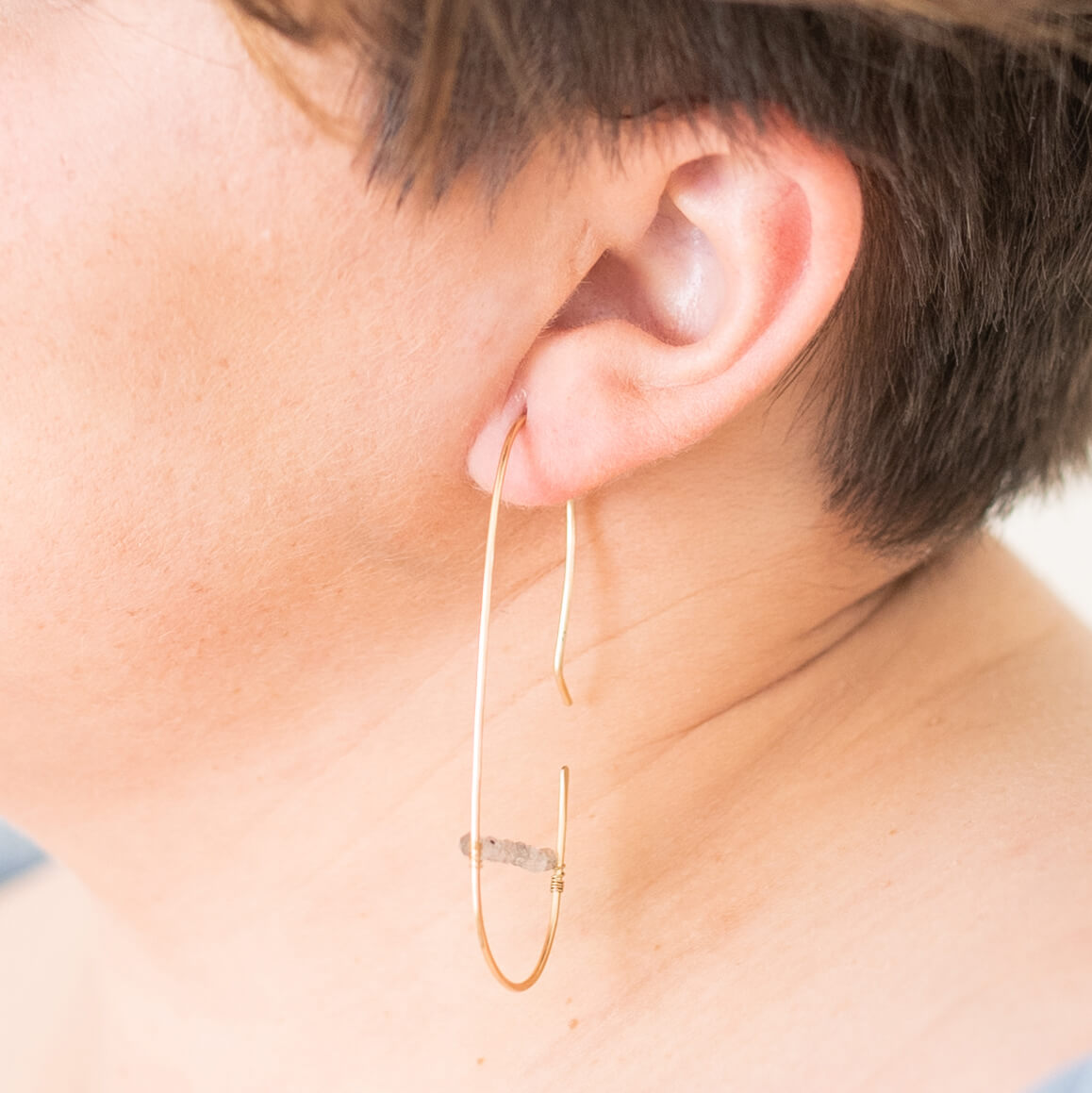 Brigitte Labradorite Gemstone and Gold Drop Earrings