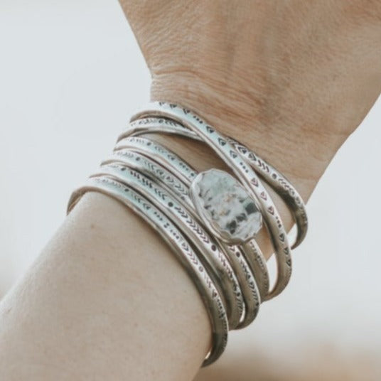 Sterling Silver Stamped Cuff - Desert Sky