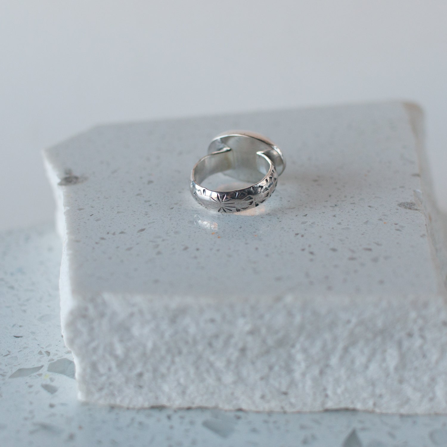 East West Turquoise Ring - Size 6.75 - Desert Sky