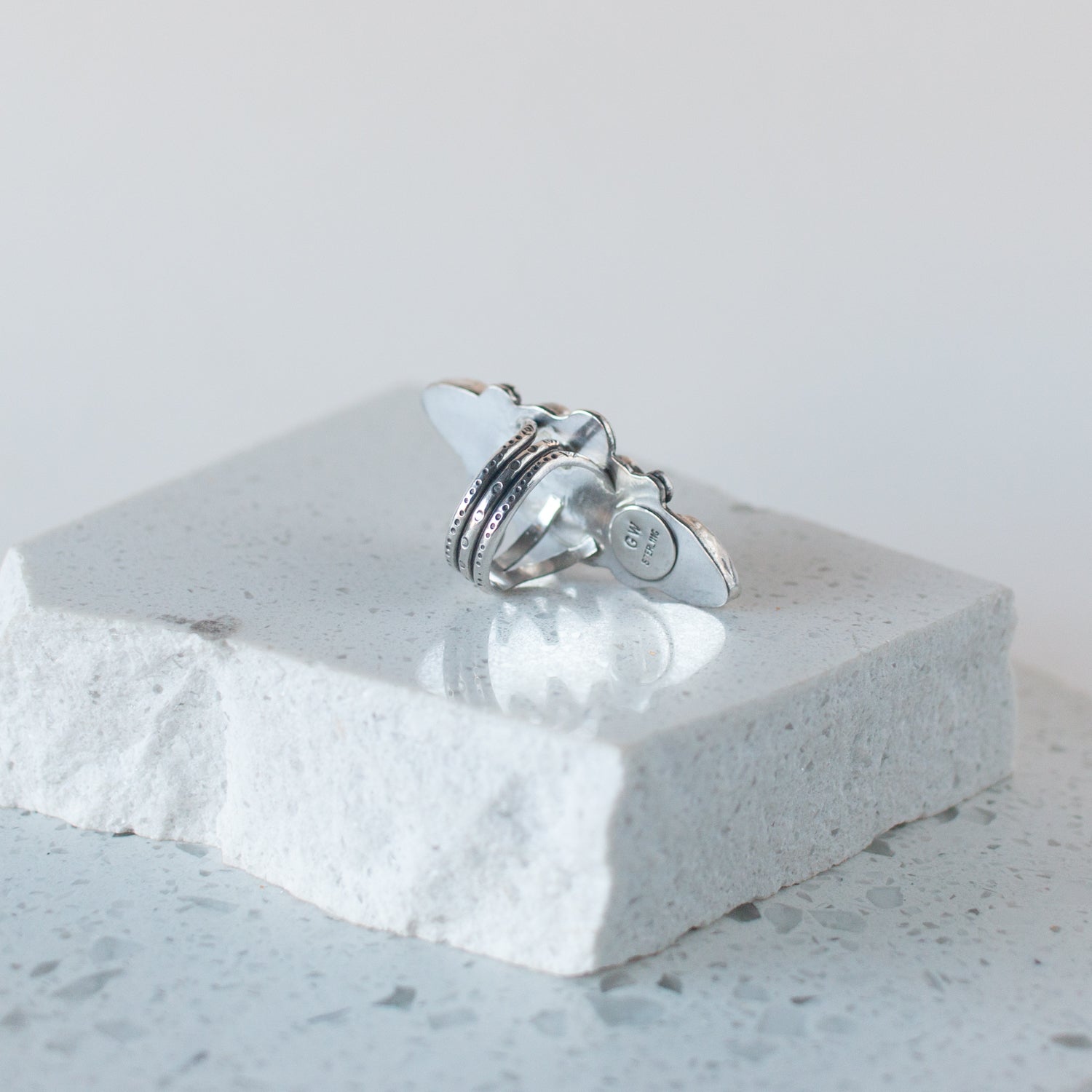 White Water Turquoise Statement Ring - Size 7 - Desert Sky