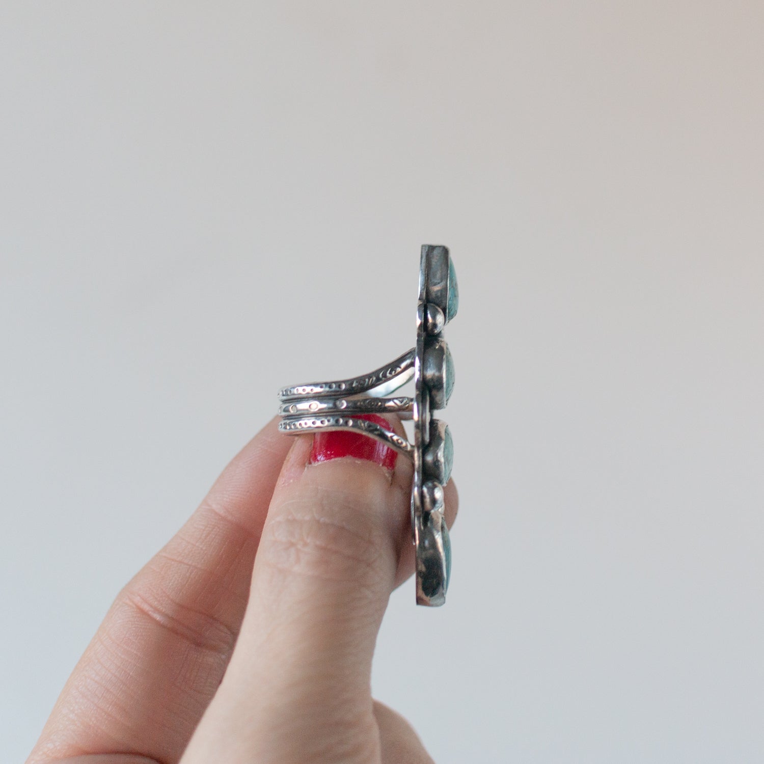 White Water Turquoise Statement Ring - Size 7 - Desert Sky