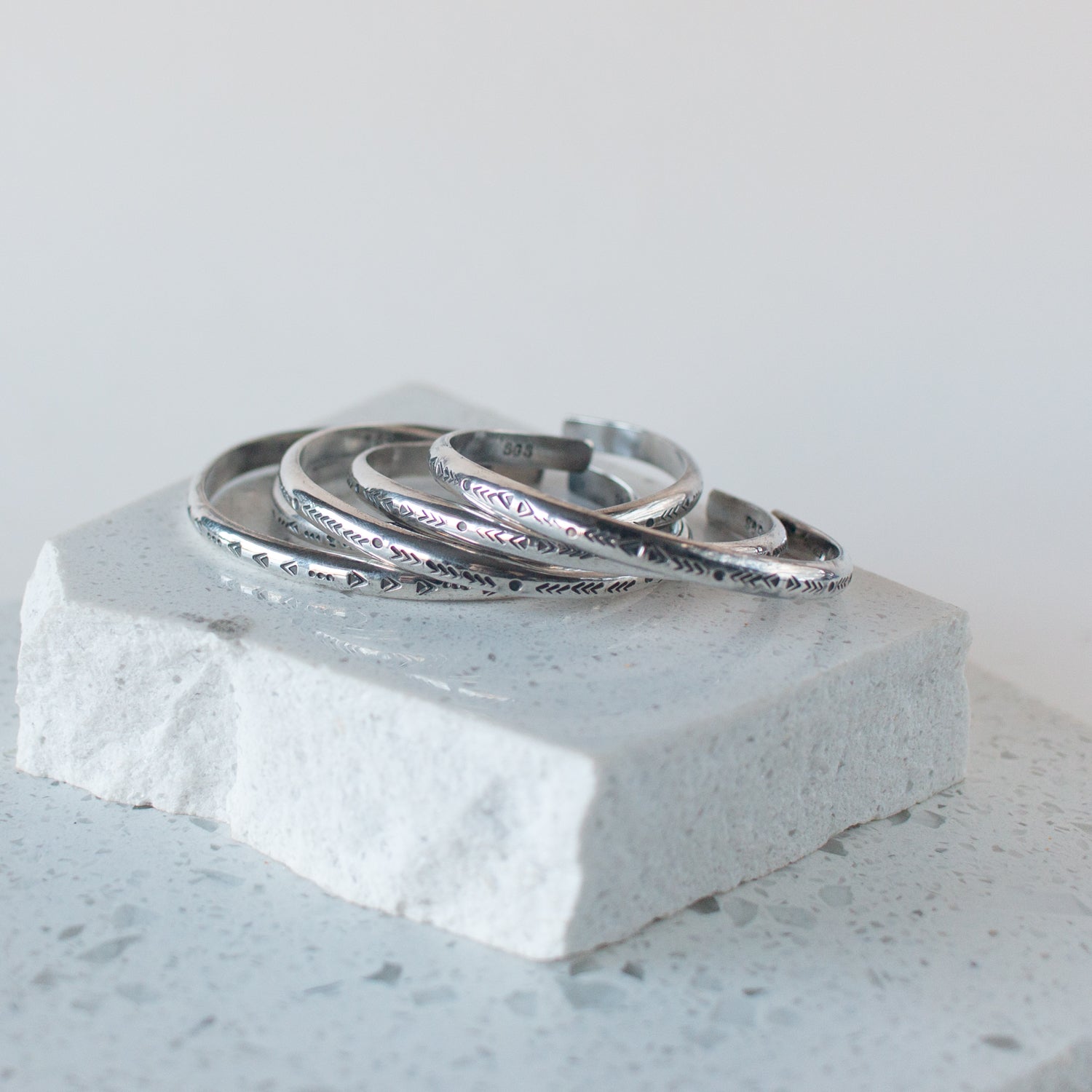 Sterling Silver Stamped Cuff - Desert Sky