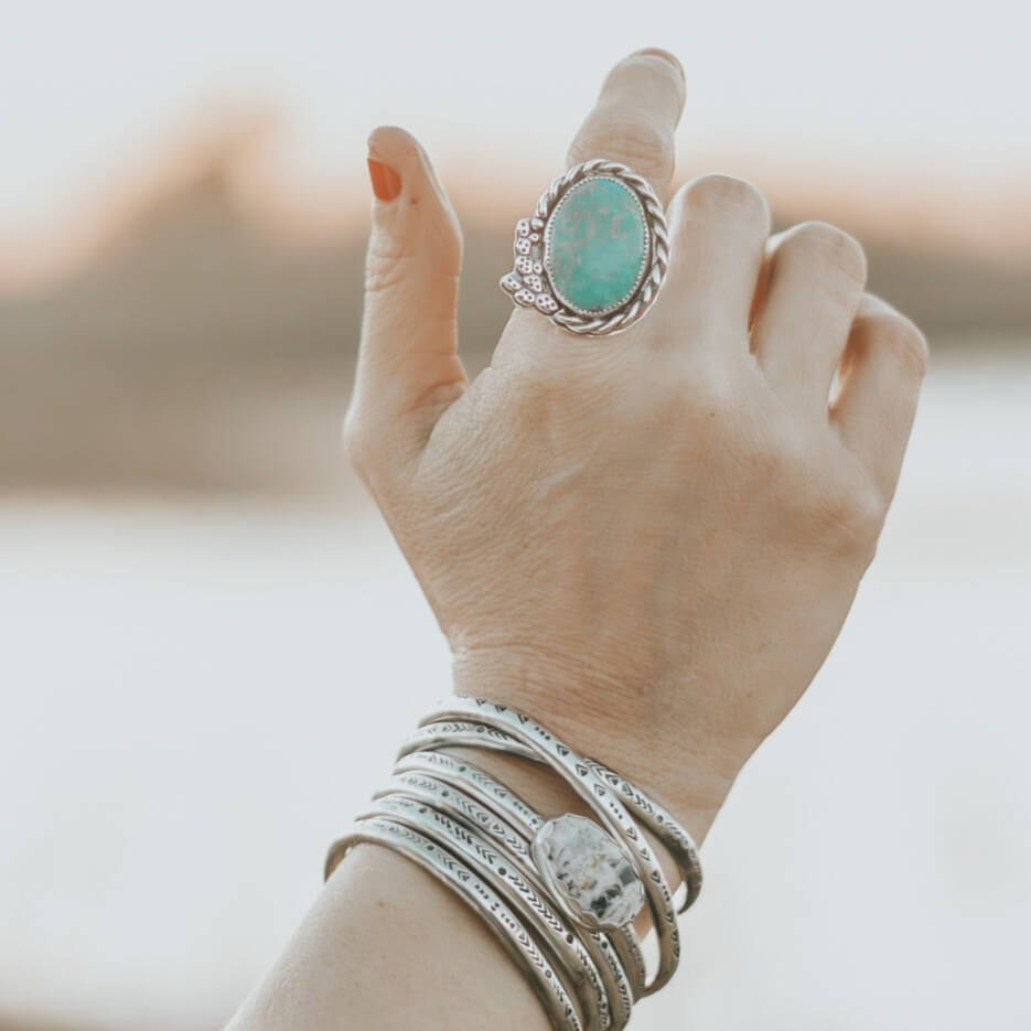 Cactus Turquoise Ring - Desert Sky