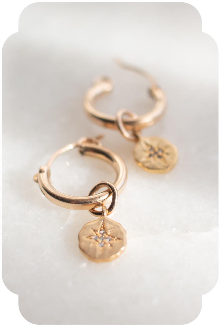 small gold hoops with stars