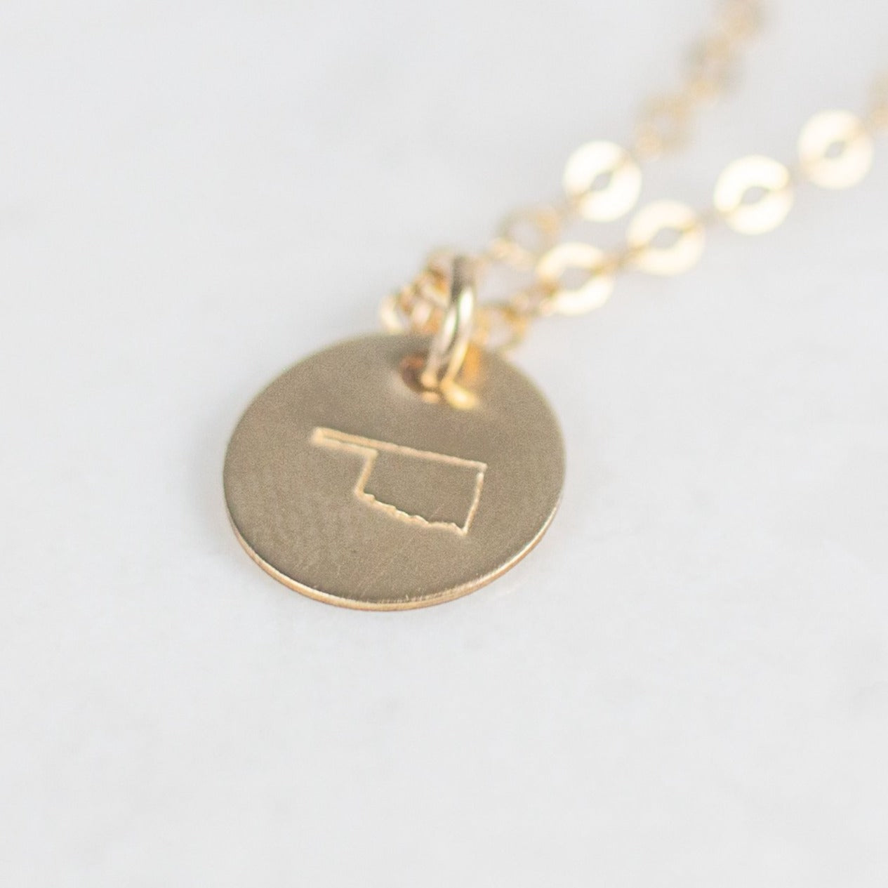 dainty oklahoma disc necklace