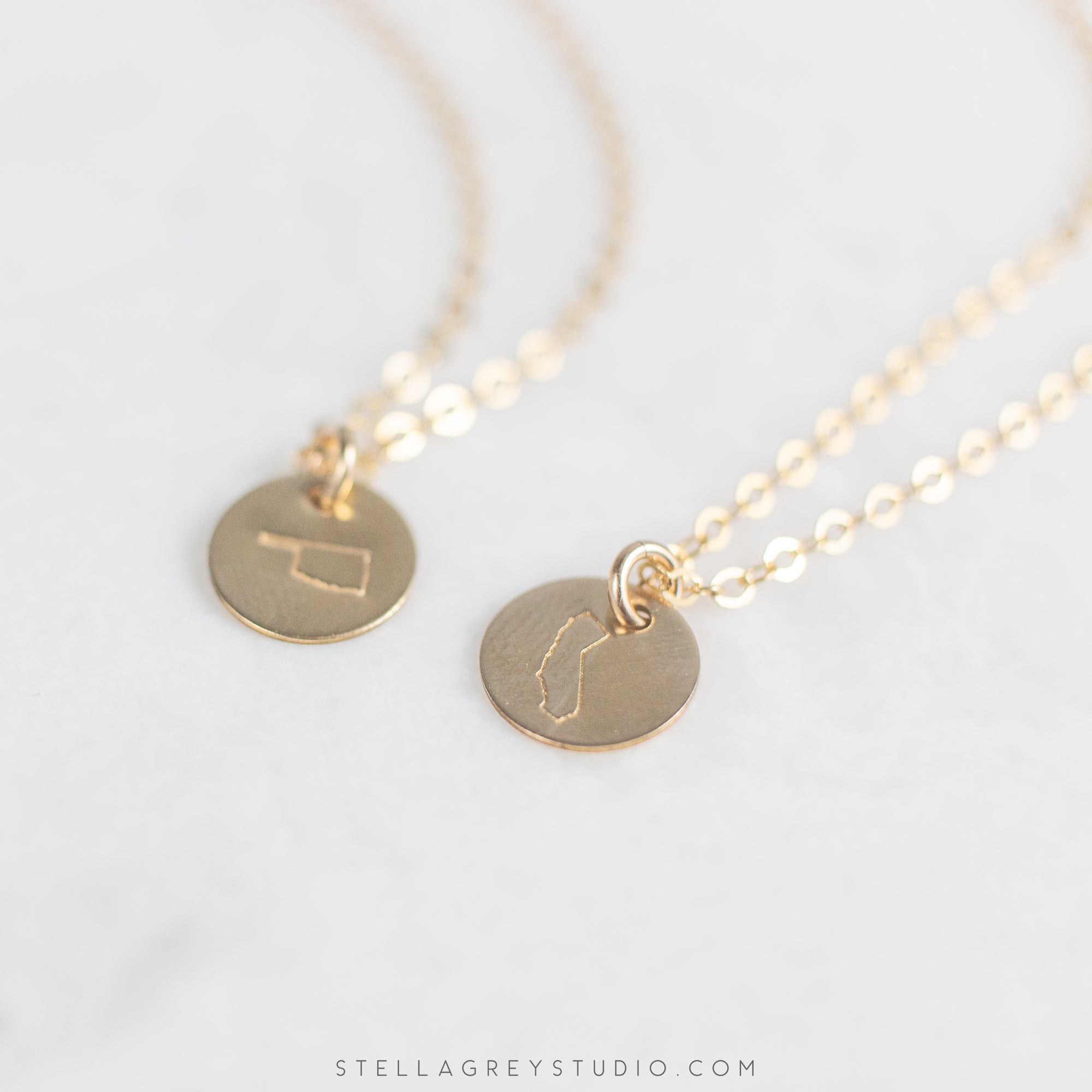 dainty oklahoma california disc necklace