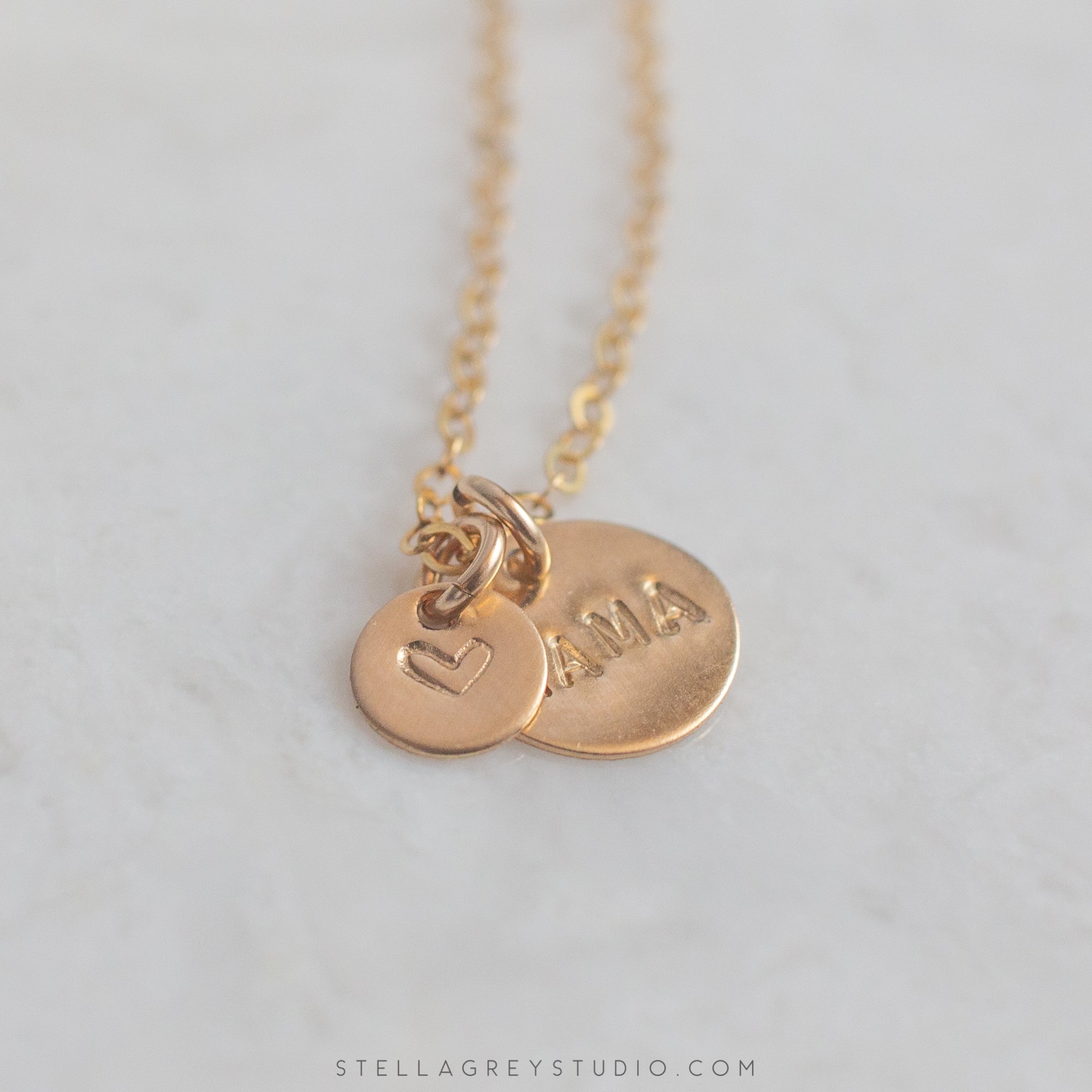 gold disc mama necklace