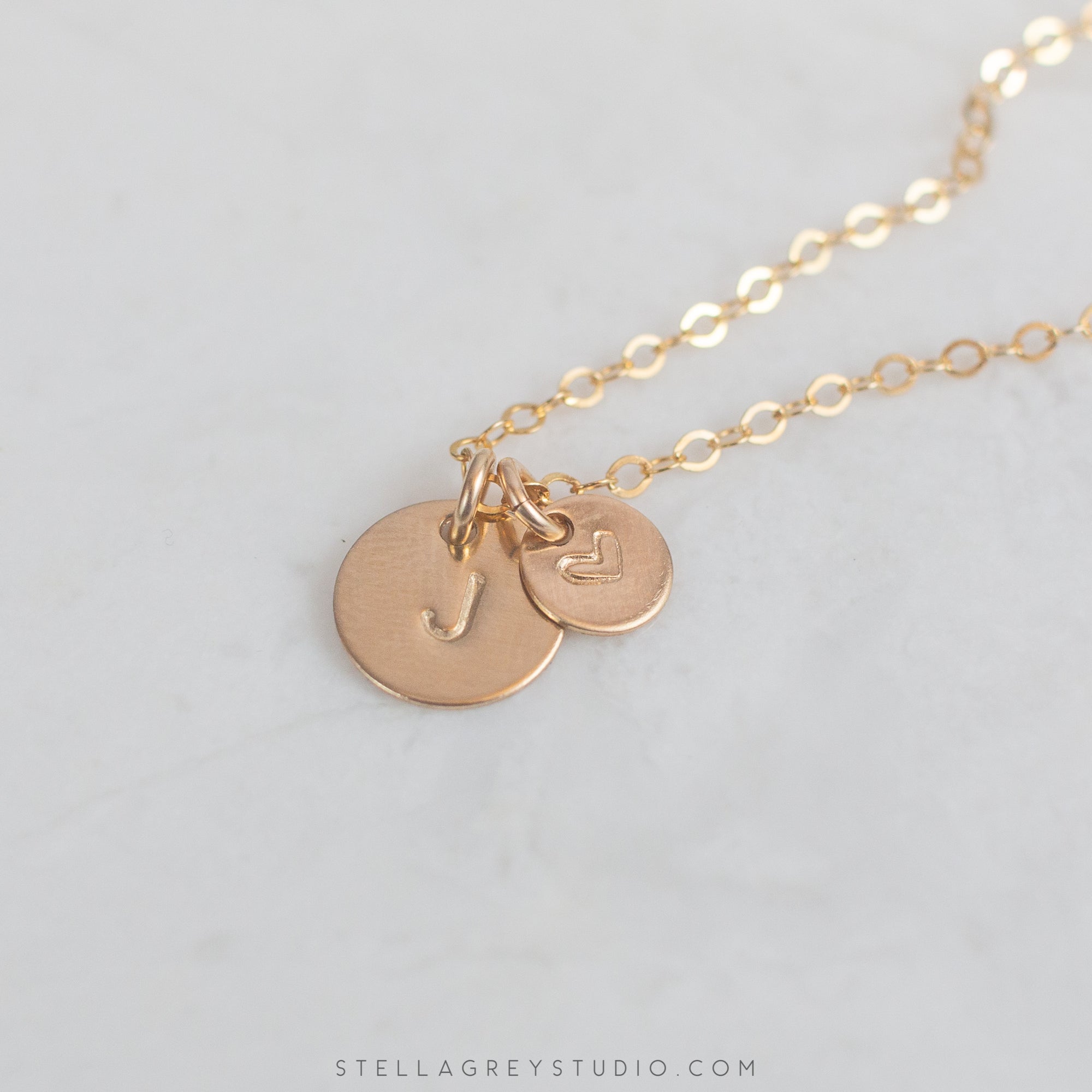 gold disc initial necklace