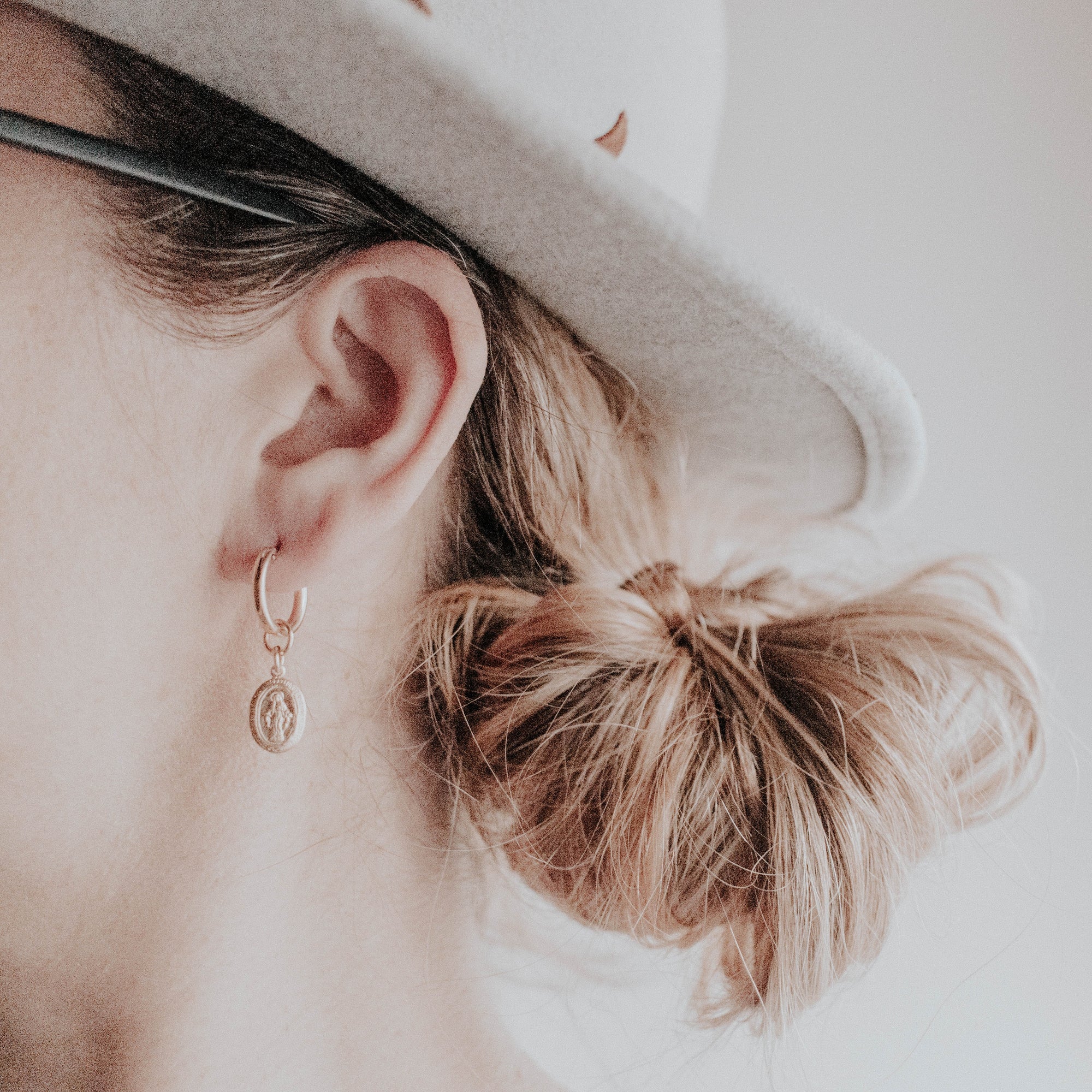 saint christopher small gold hoop earrings