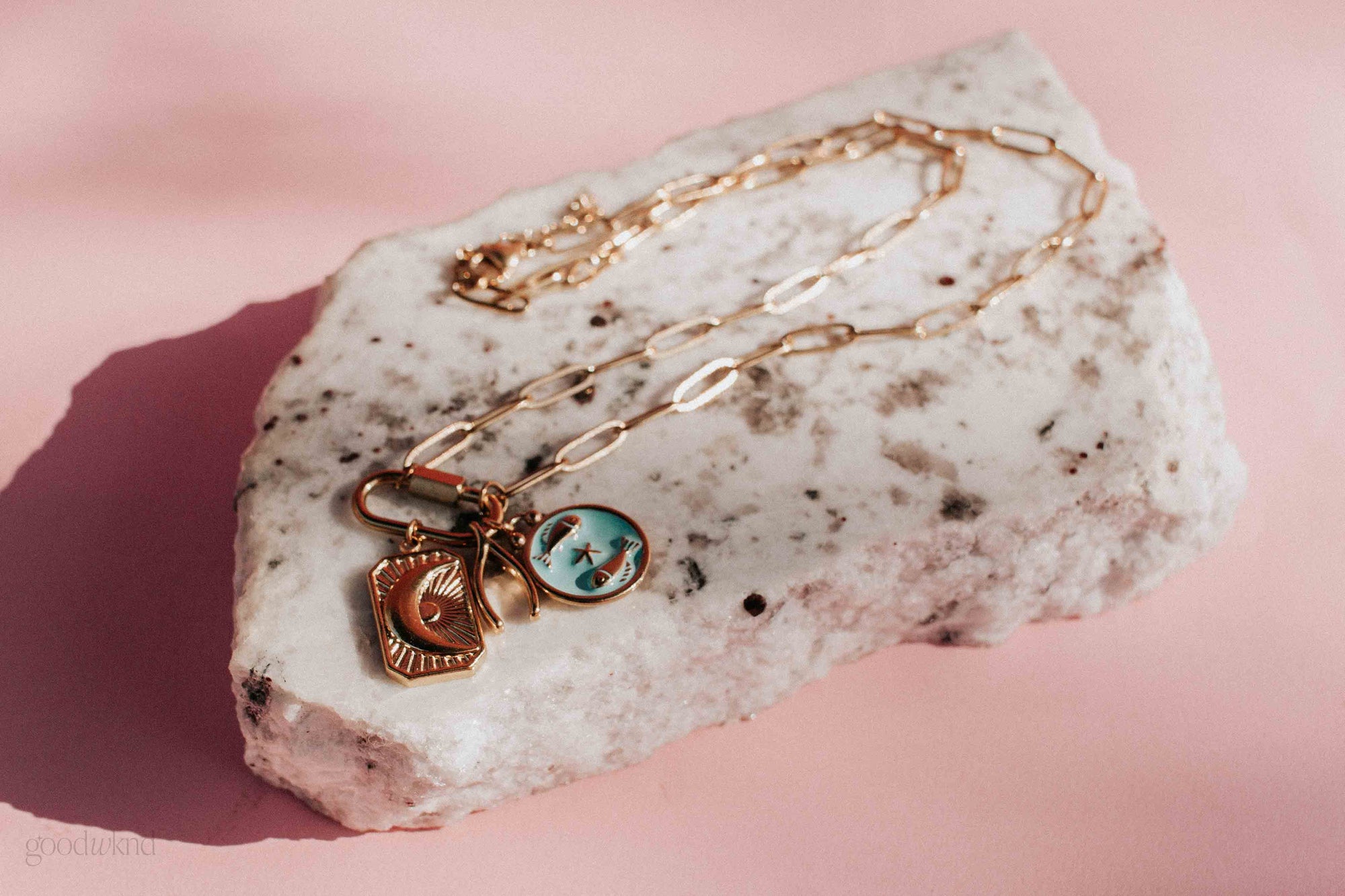 18k pvd gold charm necklace