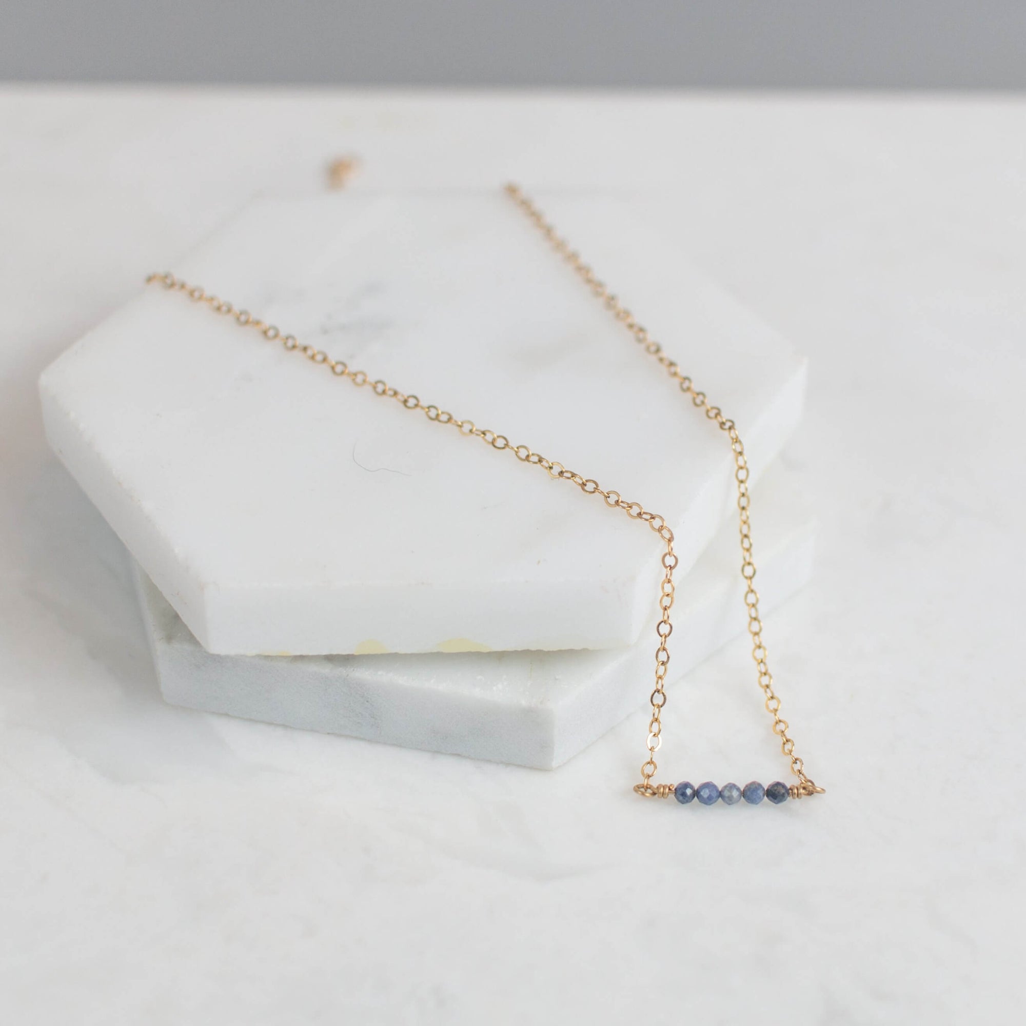 adalene dainty gold and sapphire necklace