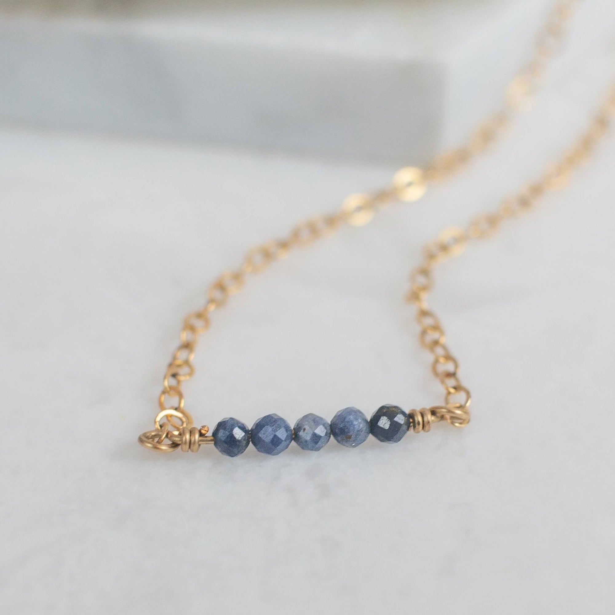 adalene dainty gold and sapphire necklace