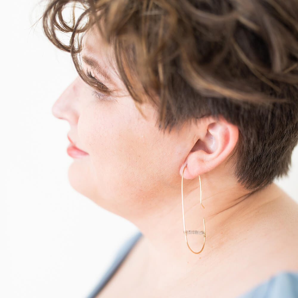Brigitte Labradorite Gemstone and Gold Drop Earrings