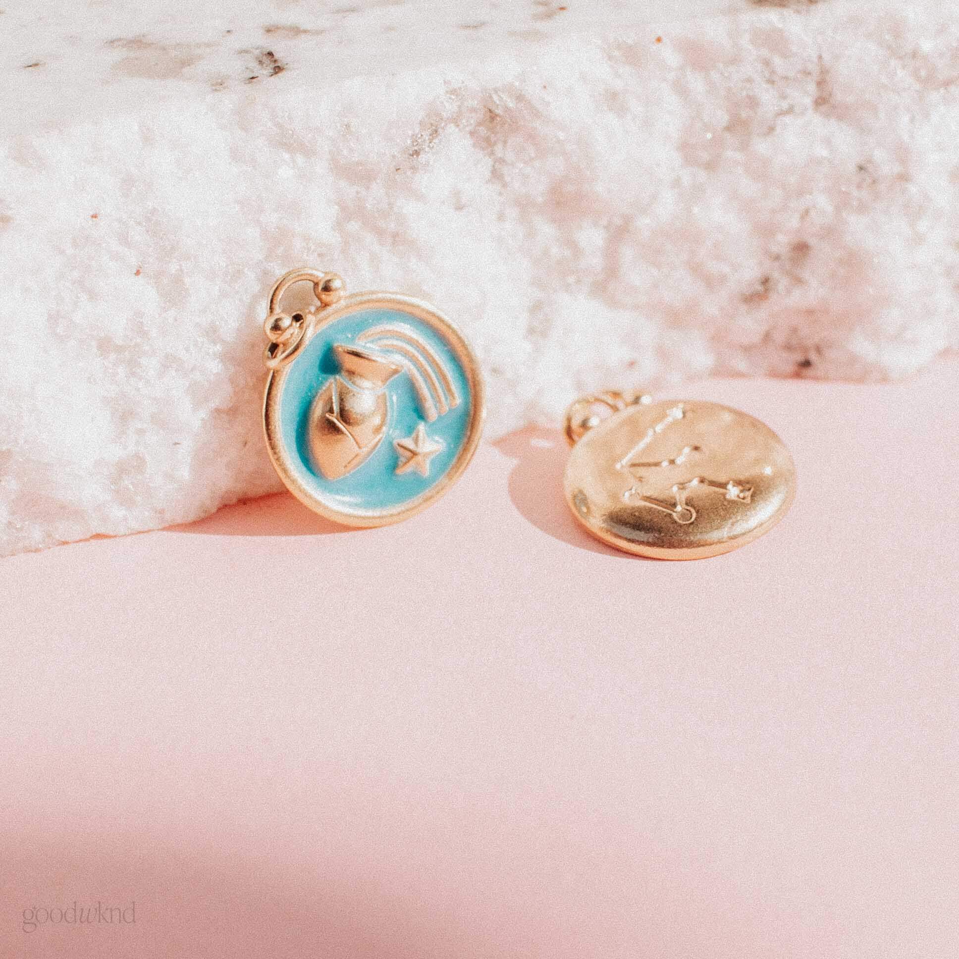 zodiac charm aquarius waterproof stainless steel