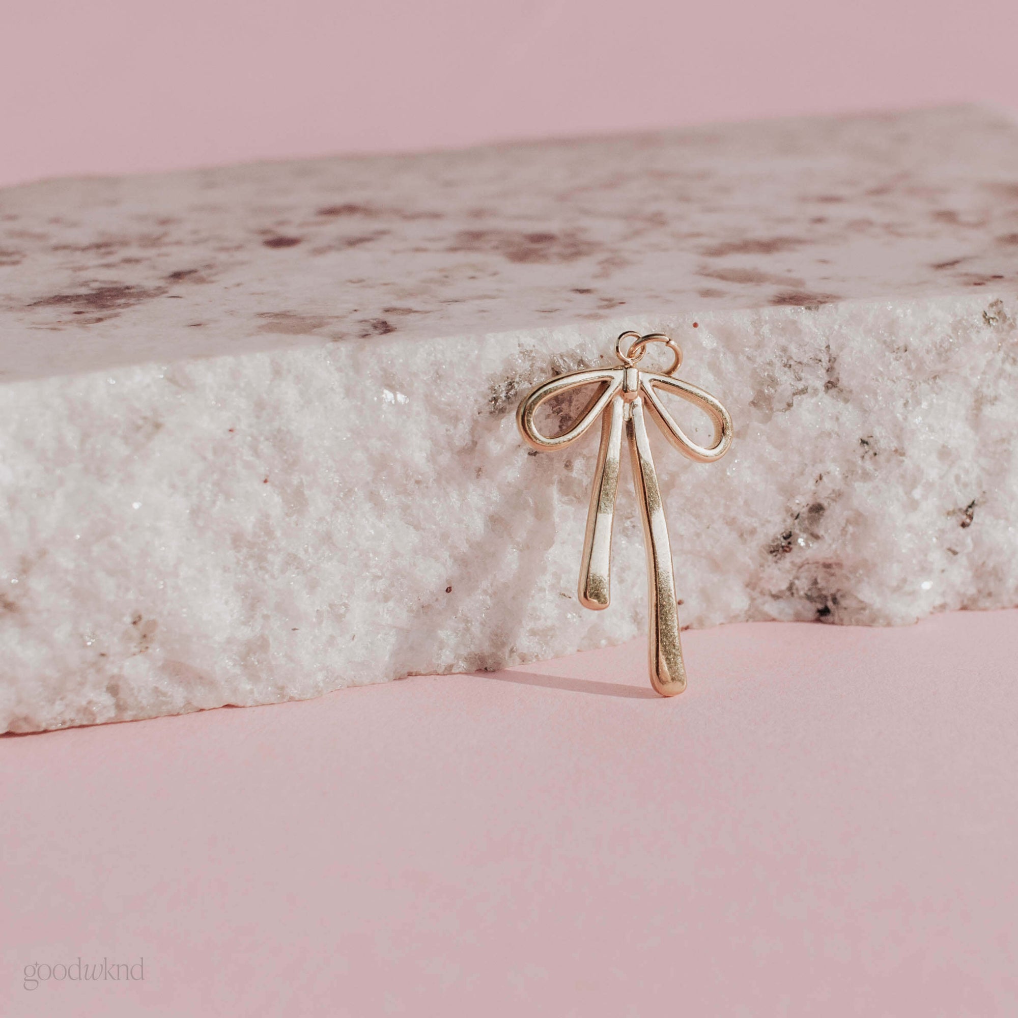 Elongated Gold Bow Charm