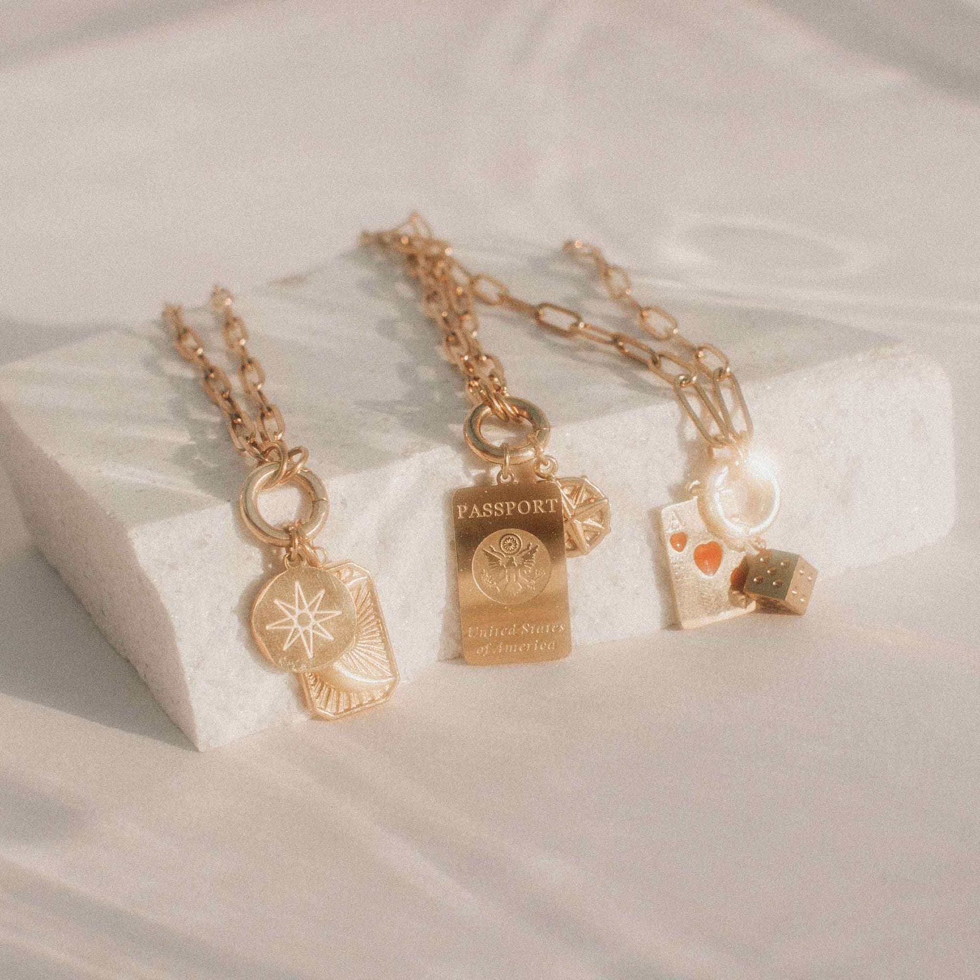non tarnish gold passport charm