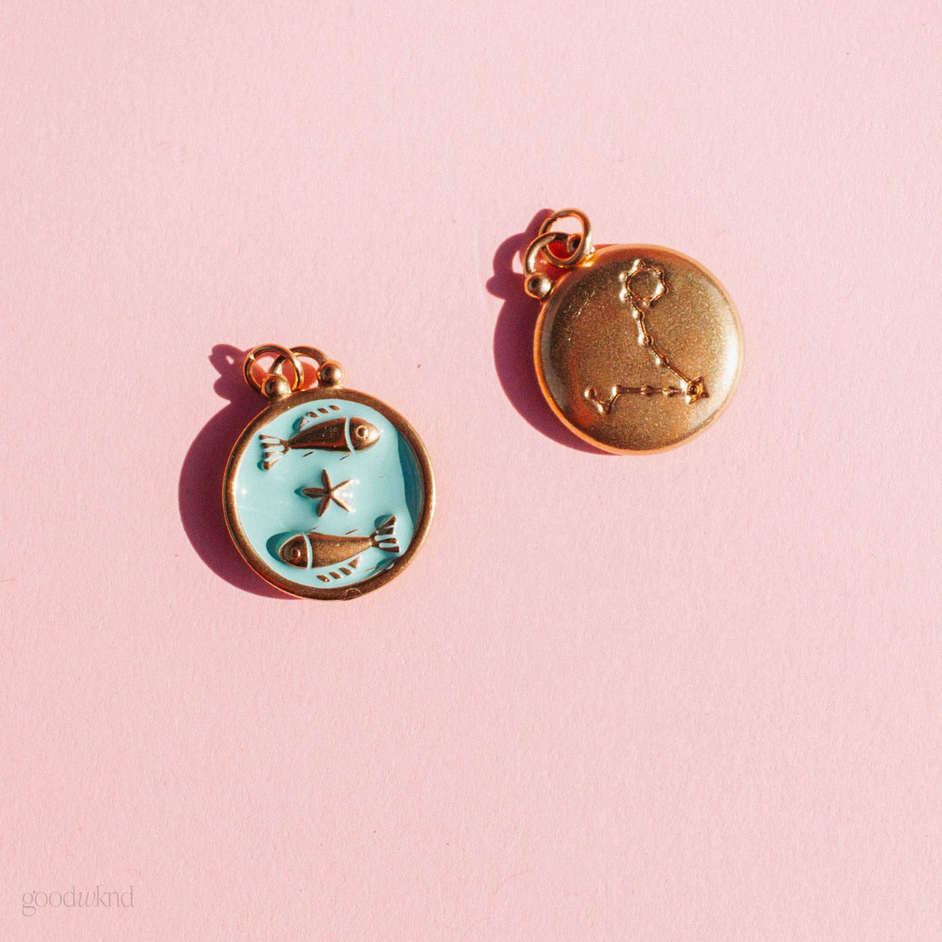 gold stainless steel pisces charm 