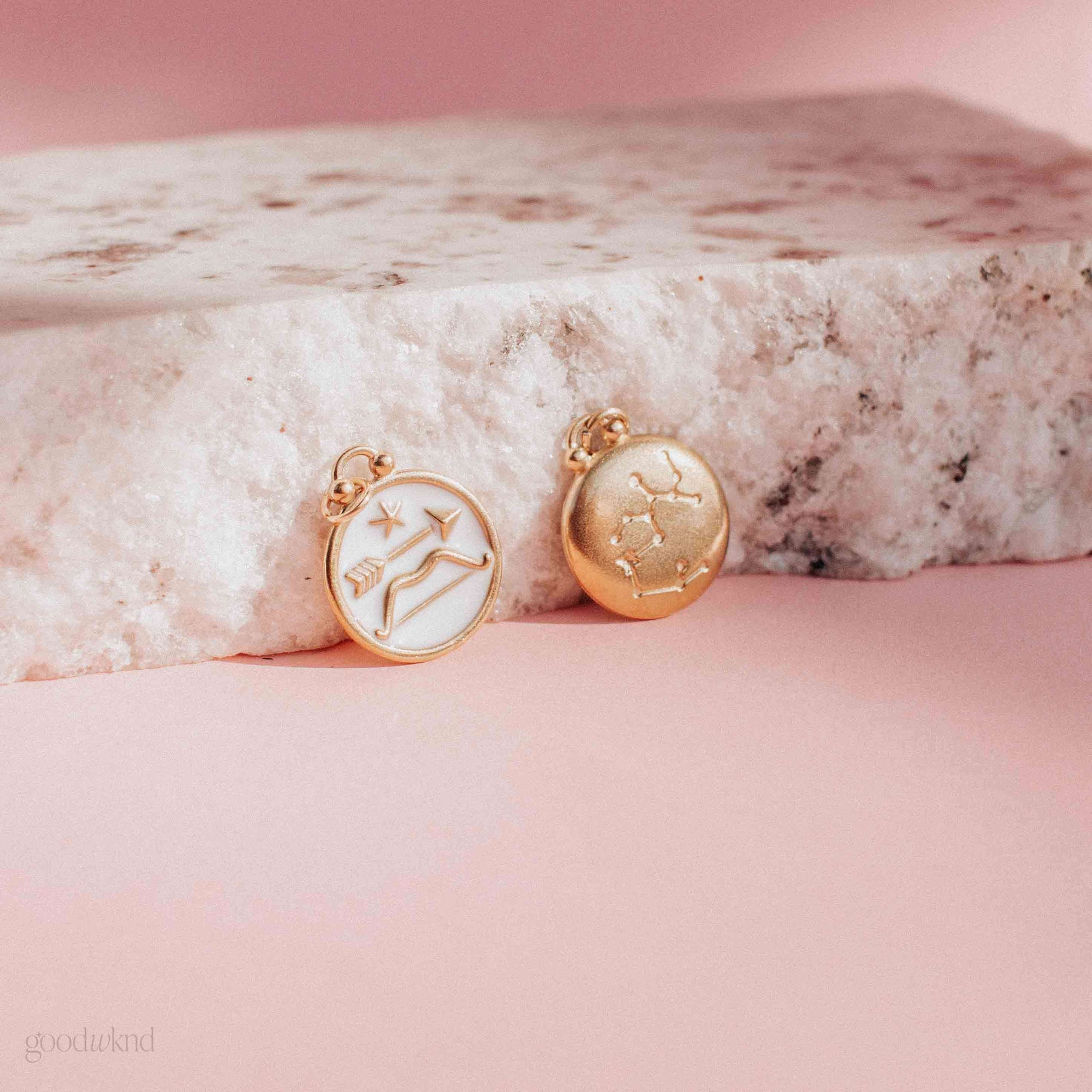 Sagittarius zodiac charm with gold stainless steel