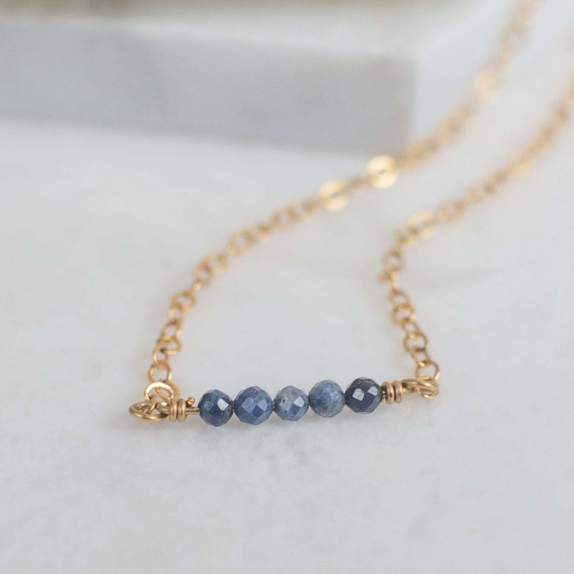 Adalene Sapphire Bar Necklace | September Birthstone Necklace - Good Wknd