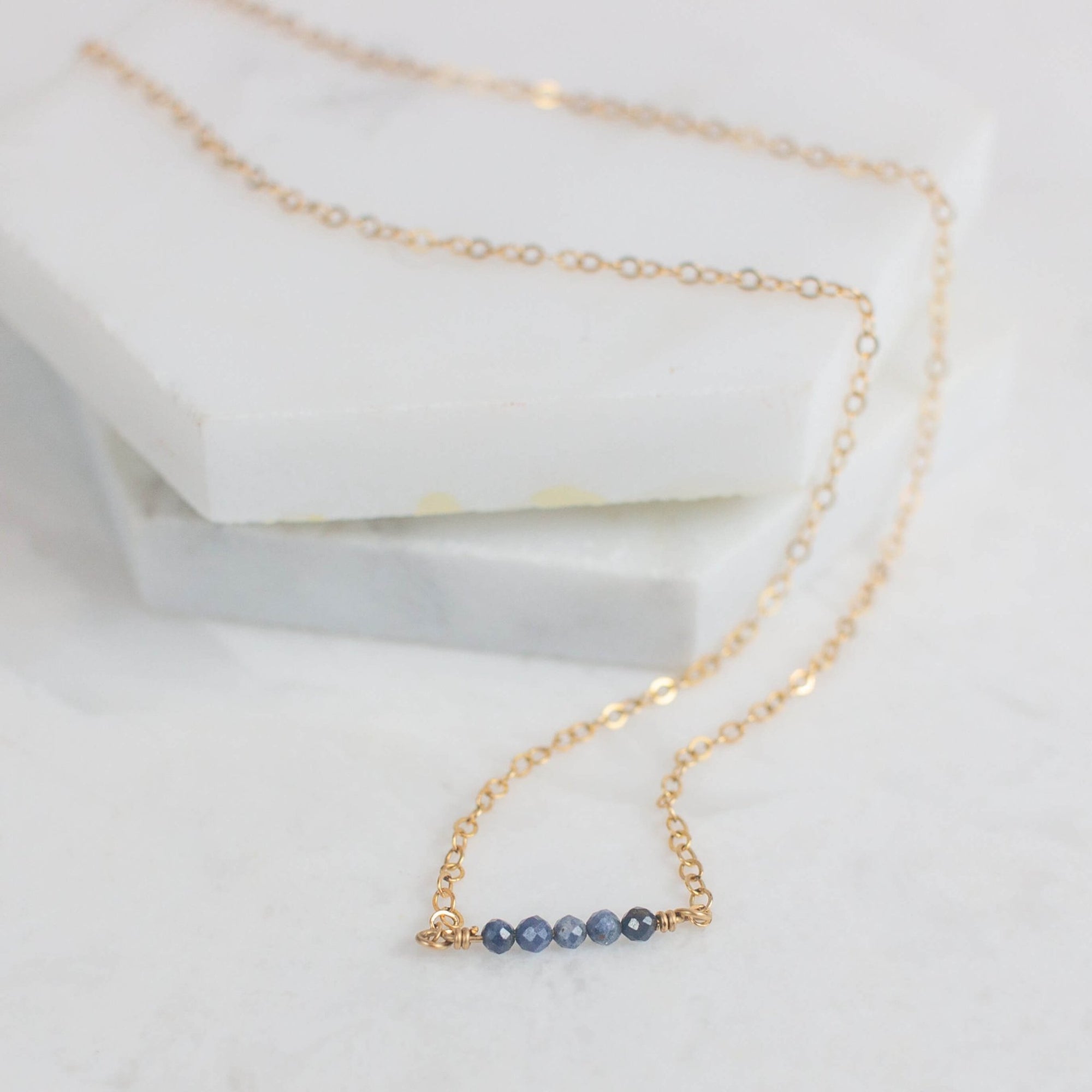 Adalene Sapphire Bar Necklace | September Birthstone Necklace - Good Wknd