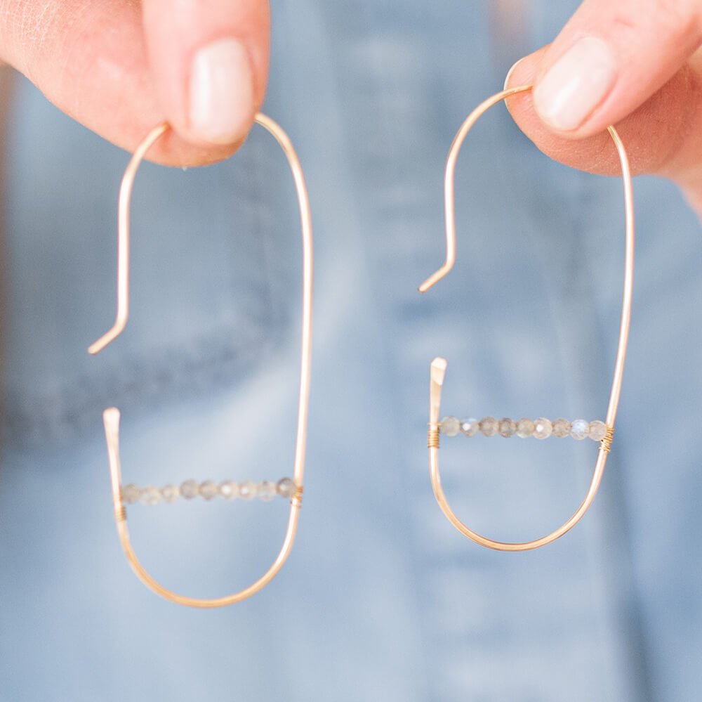 Brigitte Labradorite Gemstone and Gold Drop Earrings - Good Wknd