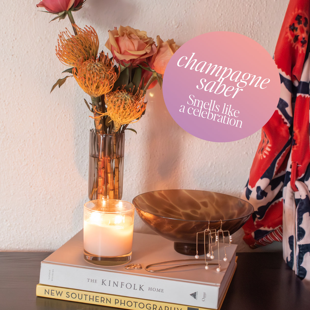 champagne saber scented candle