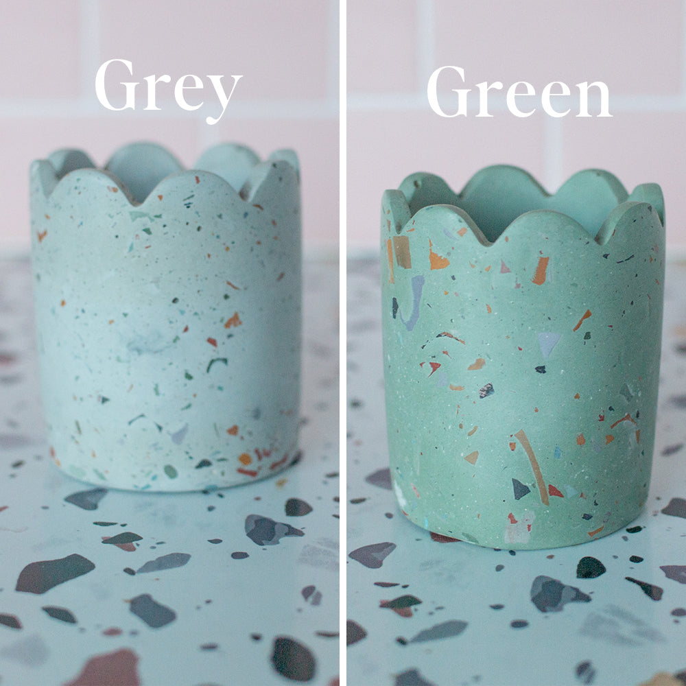 Terrazzo Scalloped Concrete Matchstick Holder with Striker