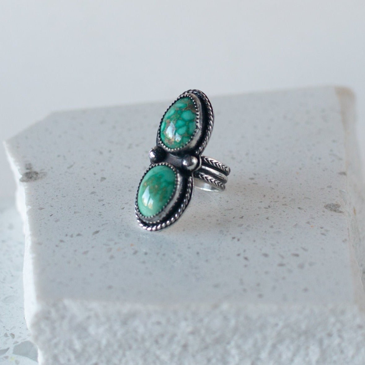 Emerald Valley Double Turquoise Ring - 6.25 - Desert Sky - Good Wknd