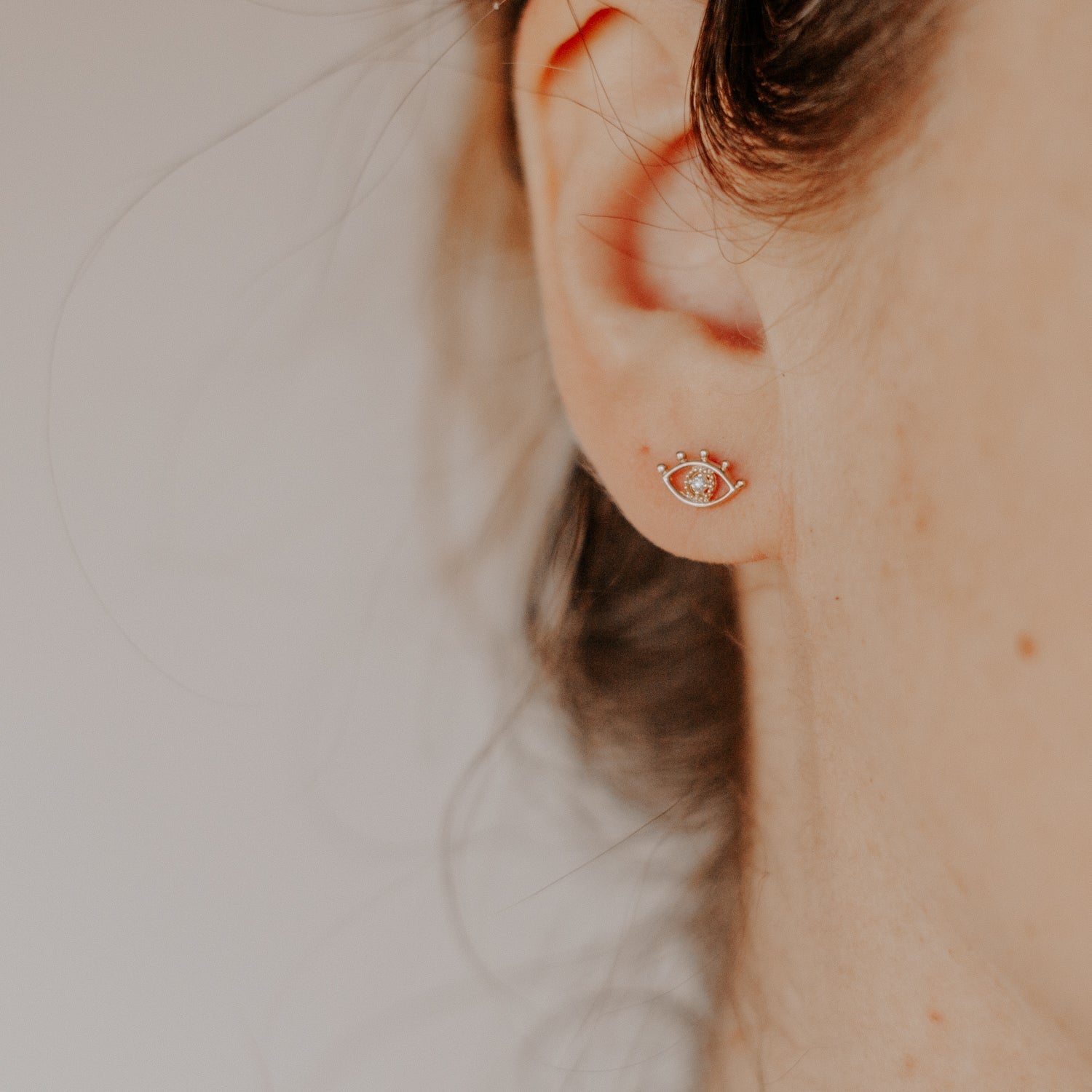 Evil Eye Solid 14k Gold Stud Earring - Good Wknd