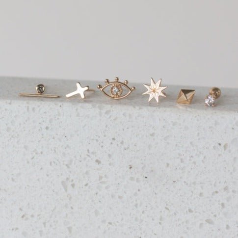 Evil Eye Solid 14k Gold Stud Earring - Good Wknd