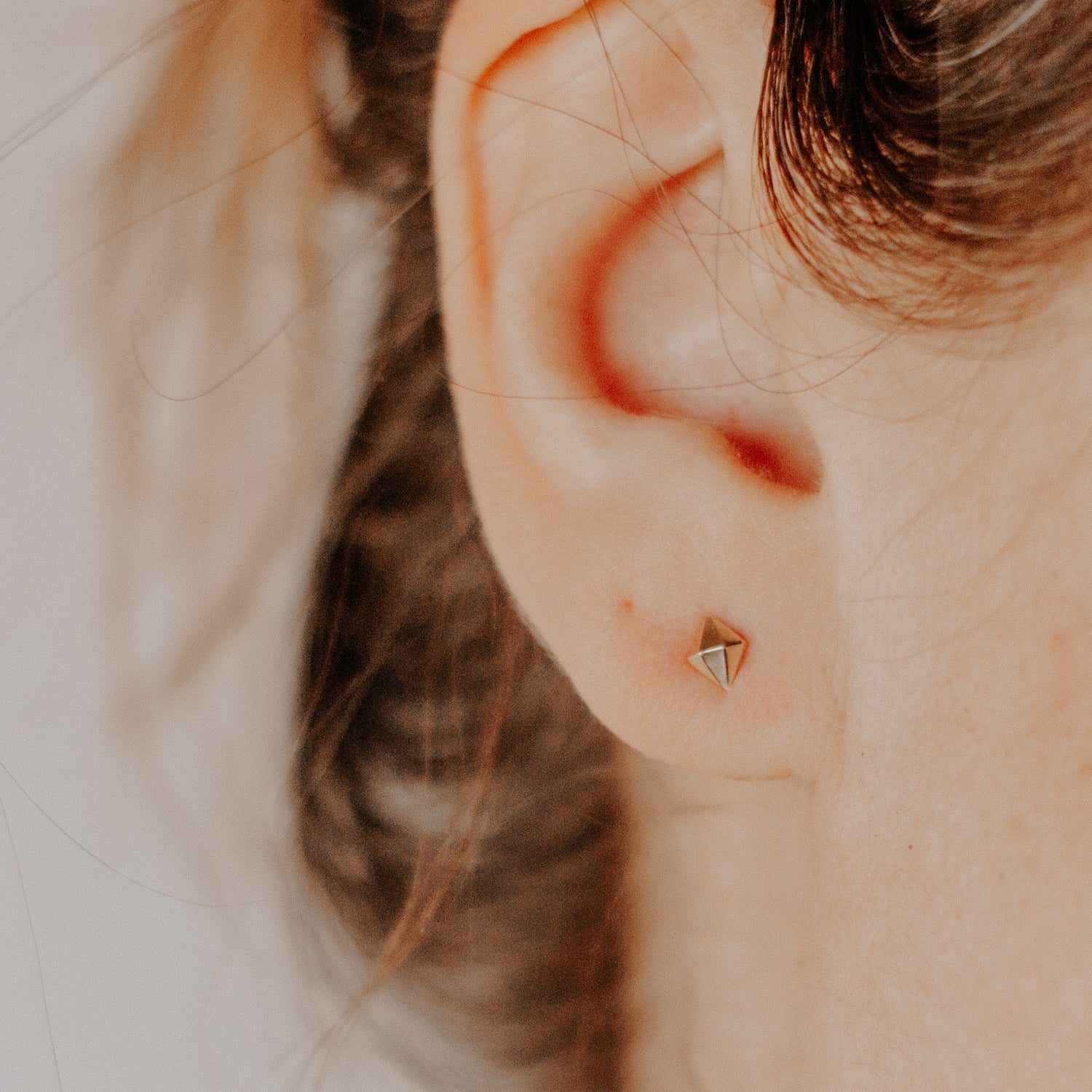 Penelope Diamond-Shaped Solid Gold Stud Earring - Good Wknd
