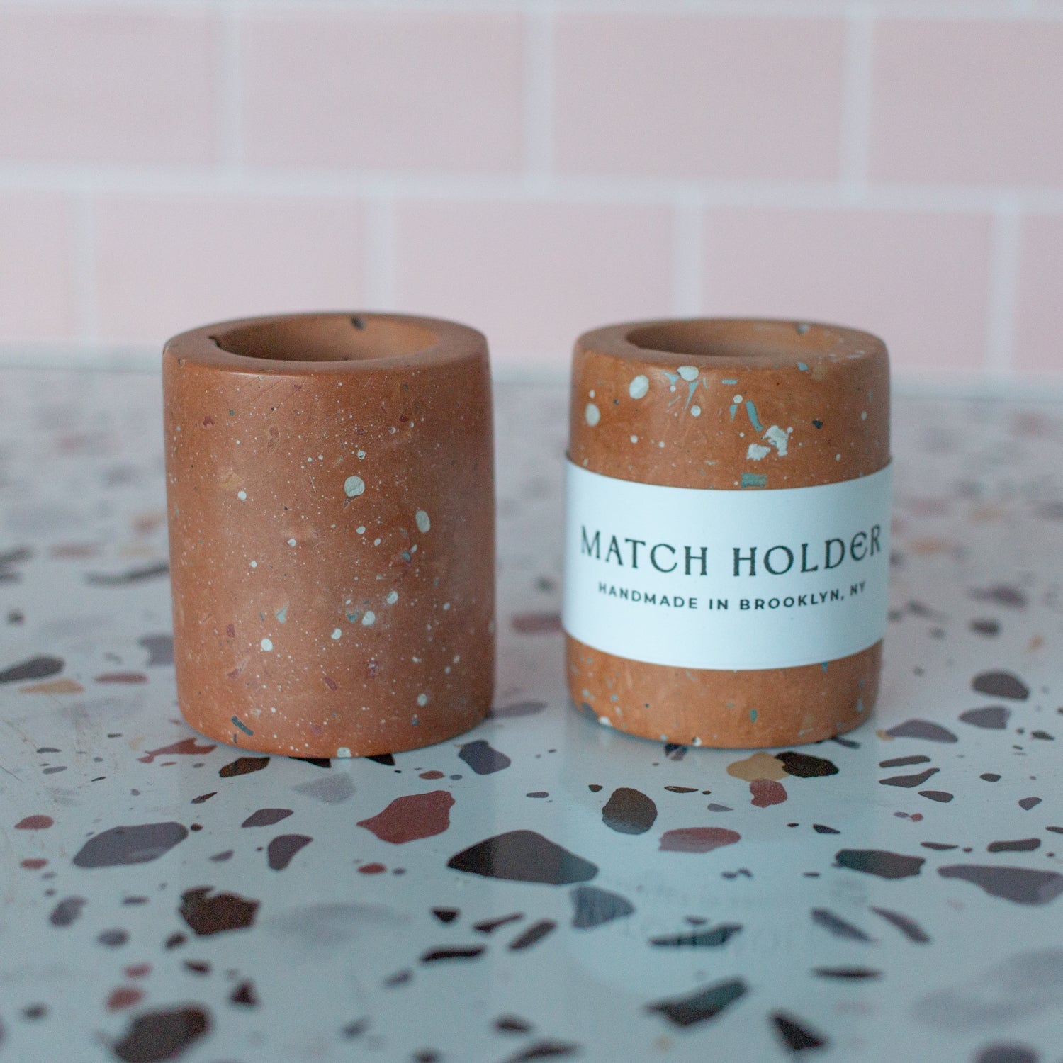 Small Concrete Terrazzo Match Holder with Striker - Good Wknd