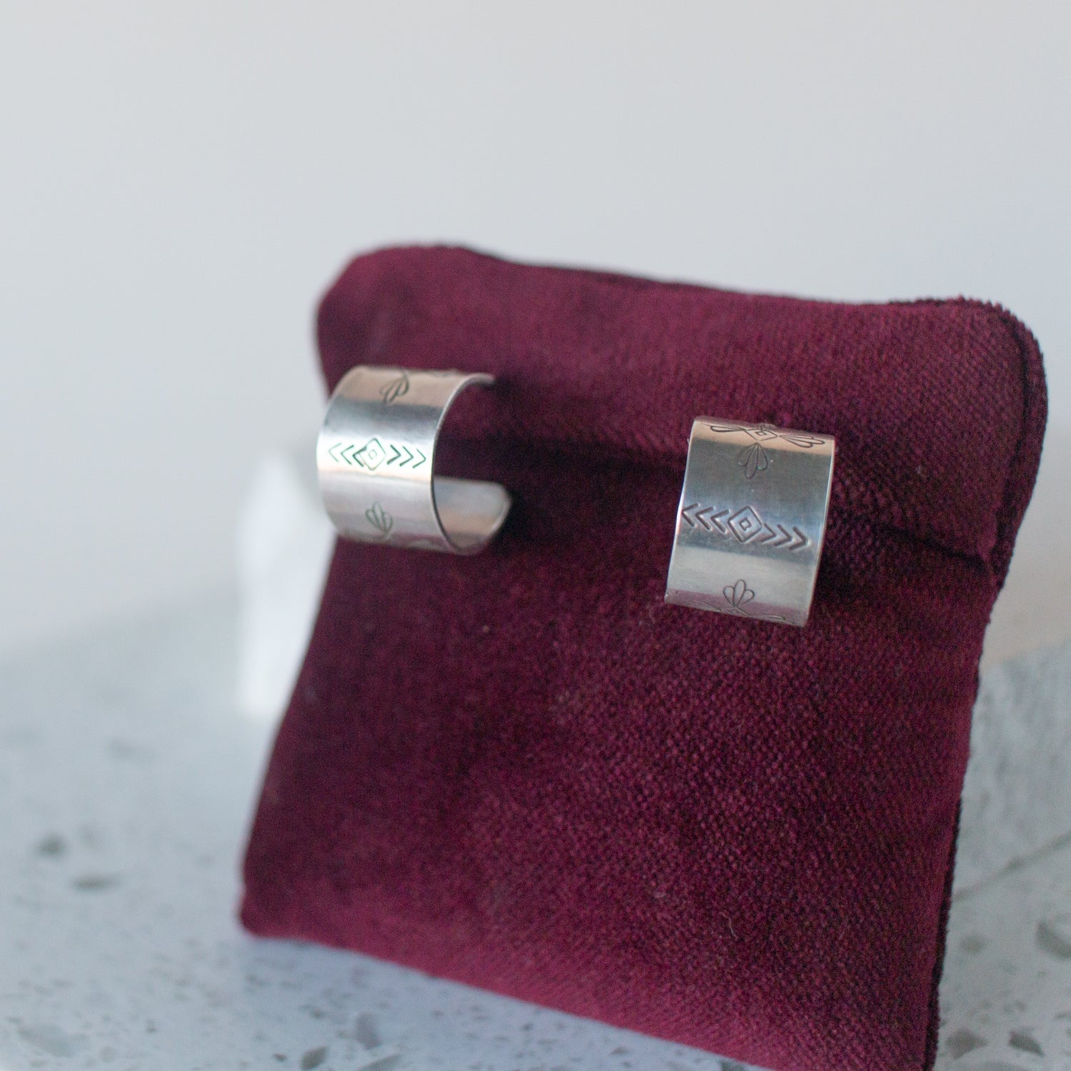 Sterling Stamped Huggie Hoops - Southwest Darling - Desert Sky - Good Wknd