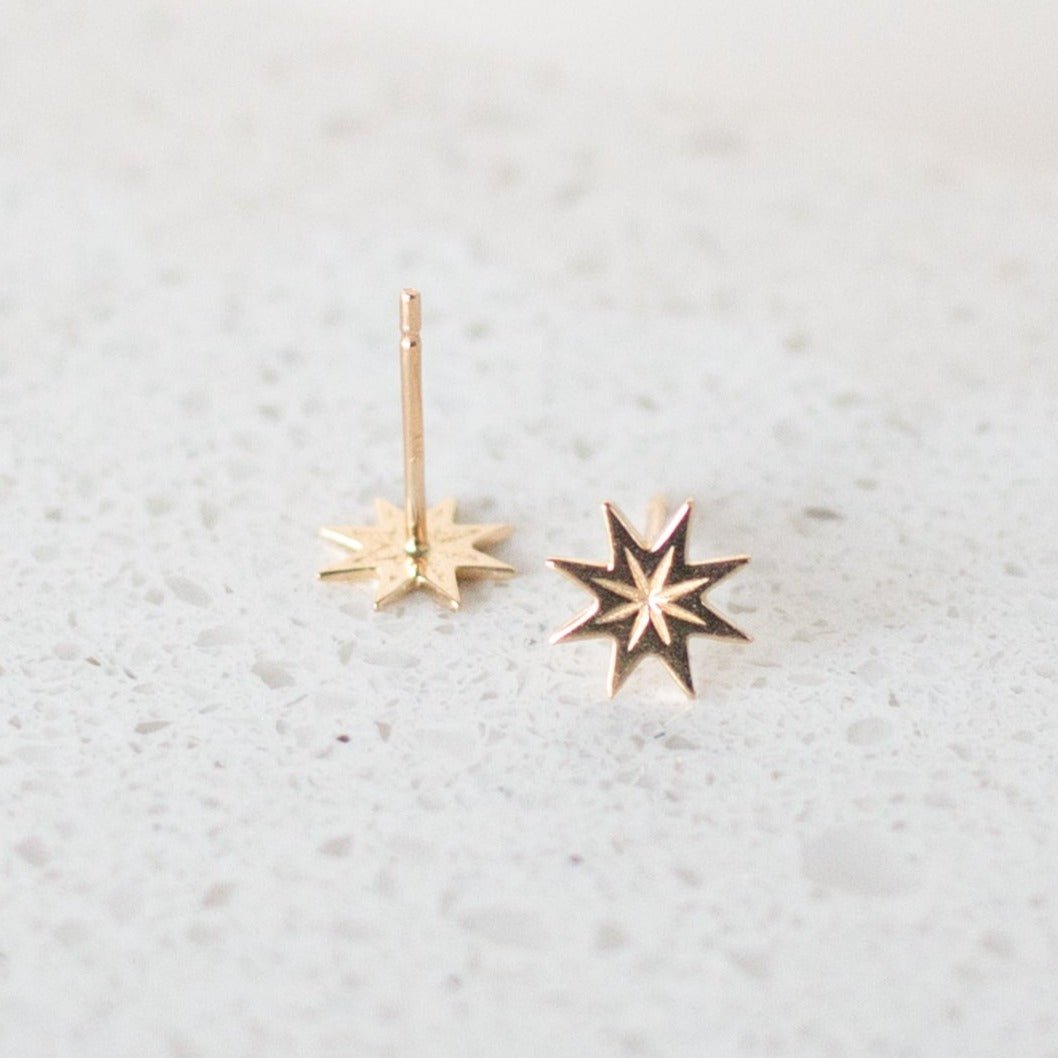 Supernova 14k Solid Gold Stud Earrings - Good Wknd
