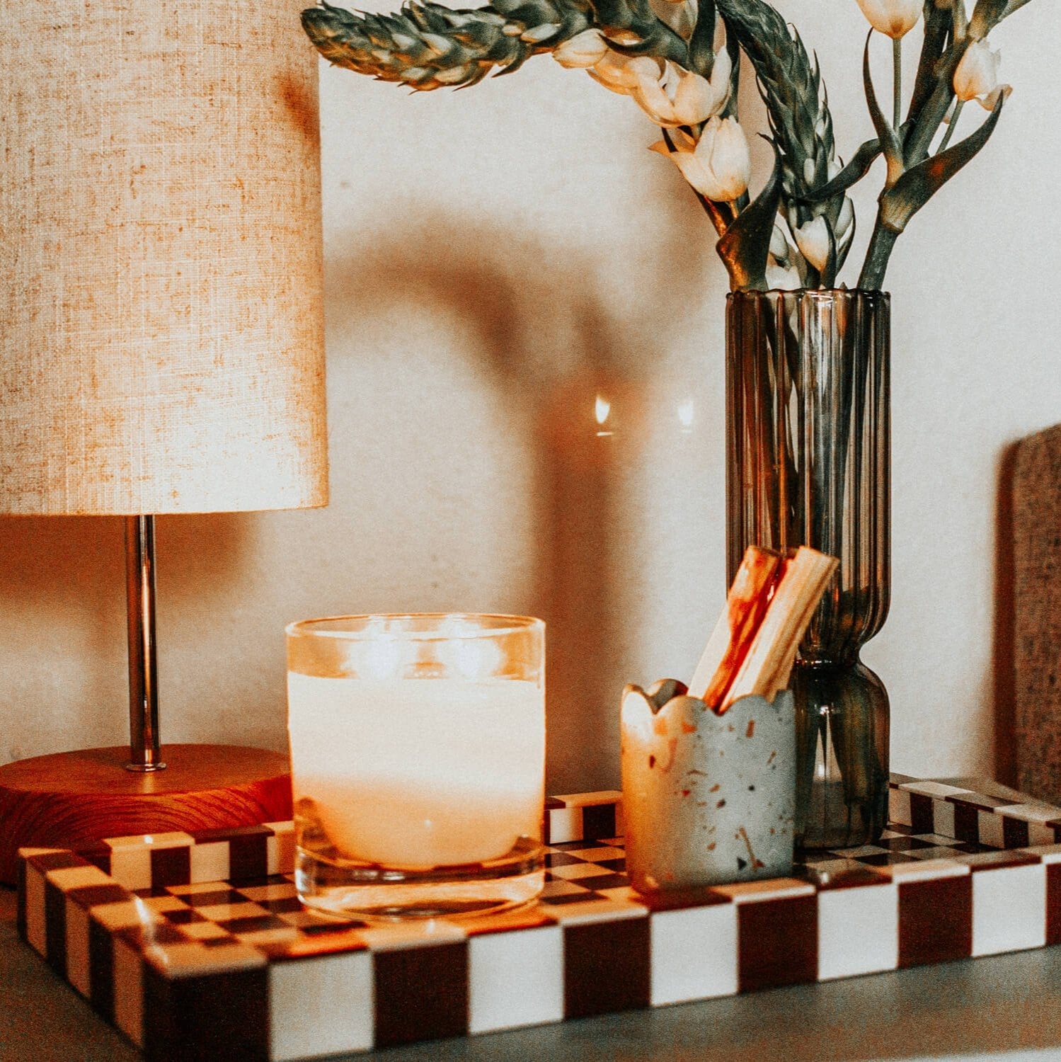 Terrazzo Scalloped Concrete Matchstick Holder with Striker - Good Wknd