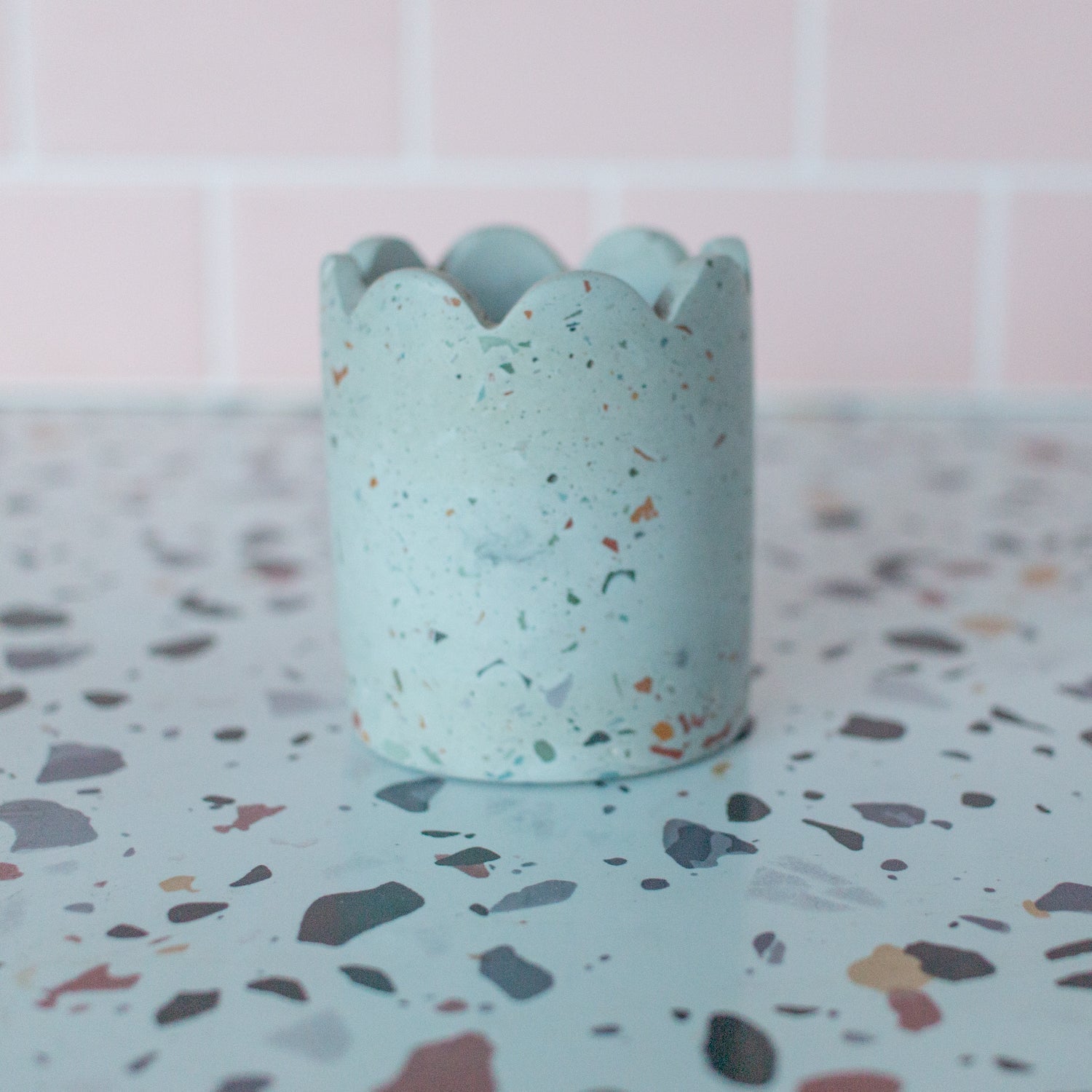 Terrazzo Scalloped Concrete Matchstick Holder with Striker - Good Wknd