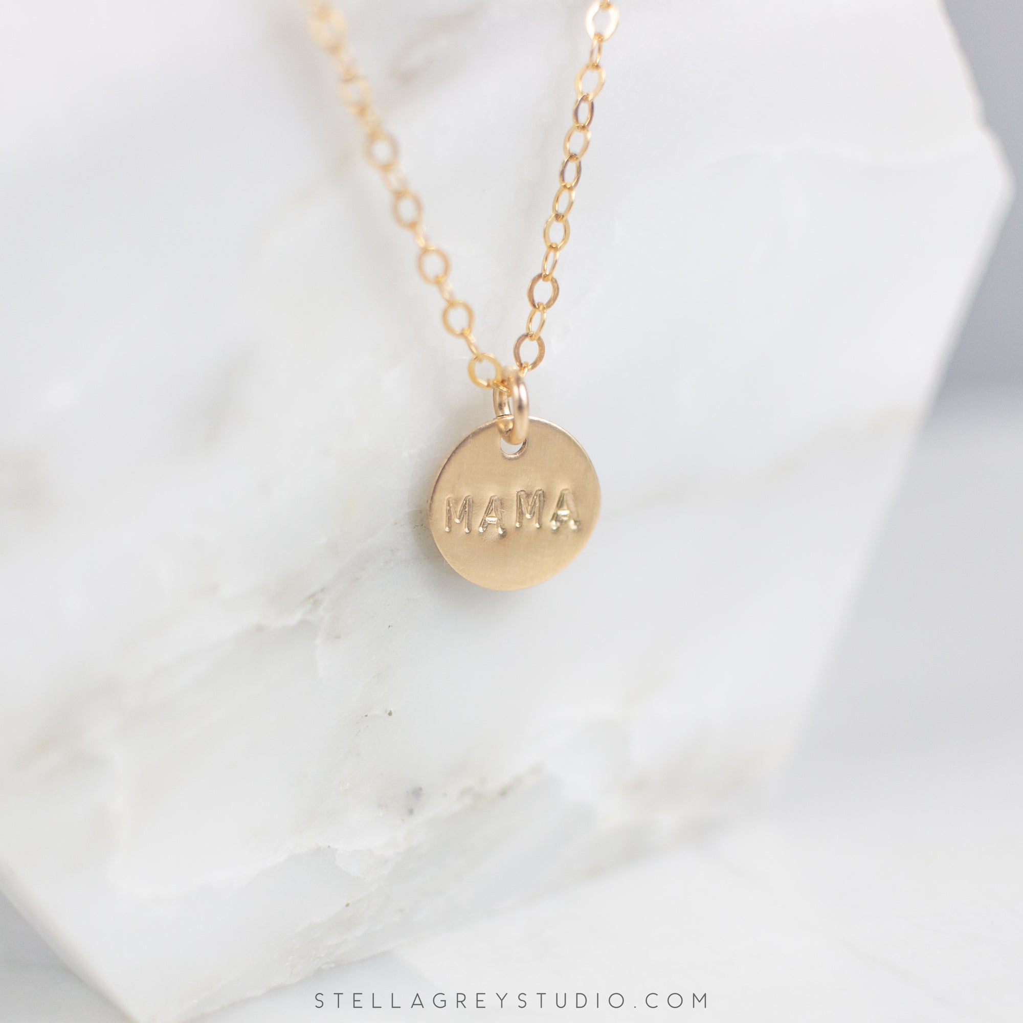 gold disc mama necklace