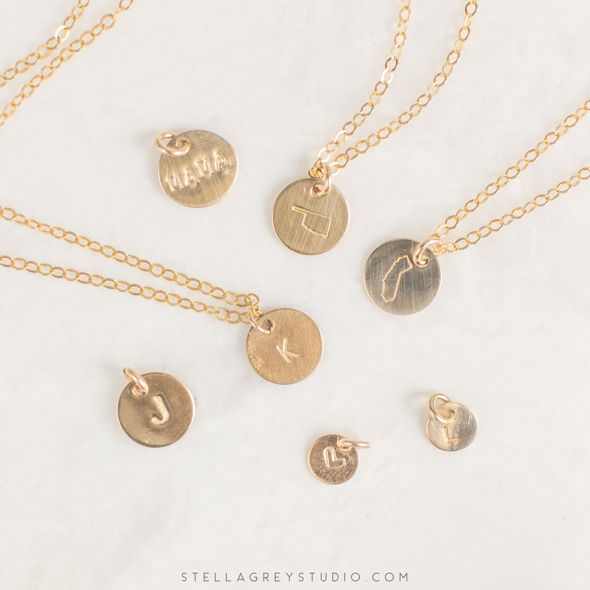 dainty disc necklaces personalized