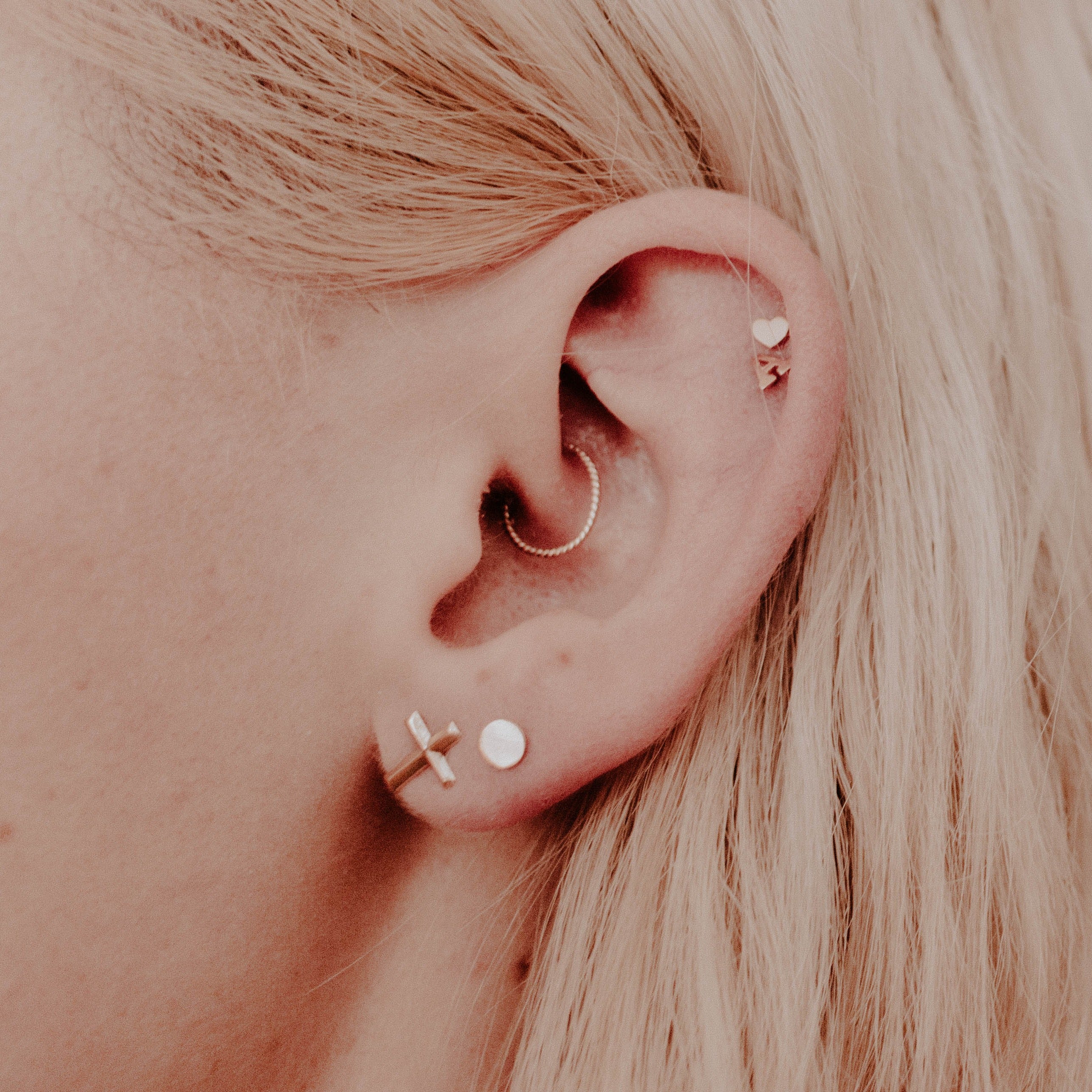 14k gold initial stud earrings