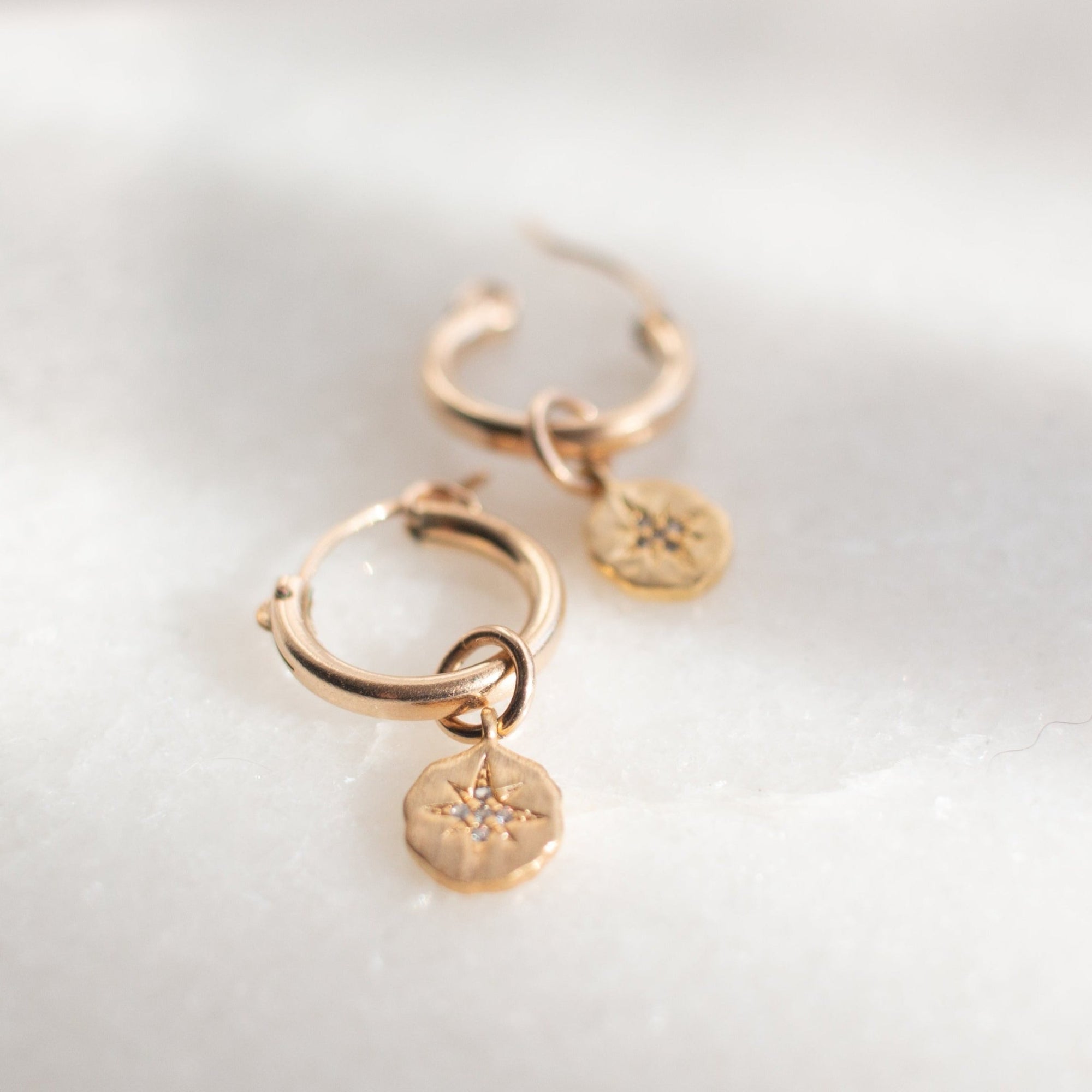 Oriana Starburst Huggie Hoop Earrings | Small Gold Hoops - Good Wknd