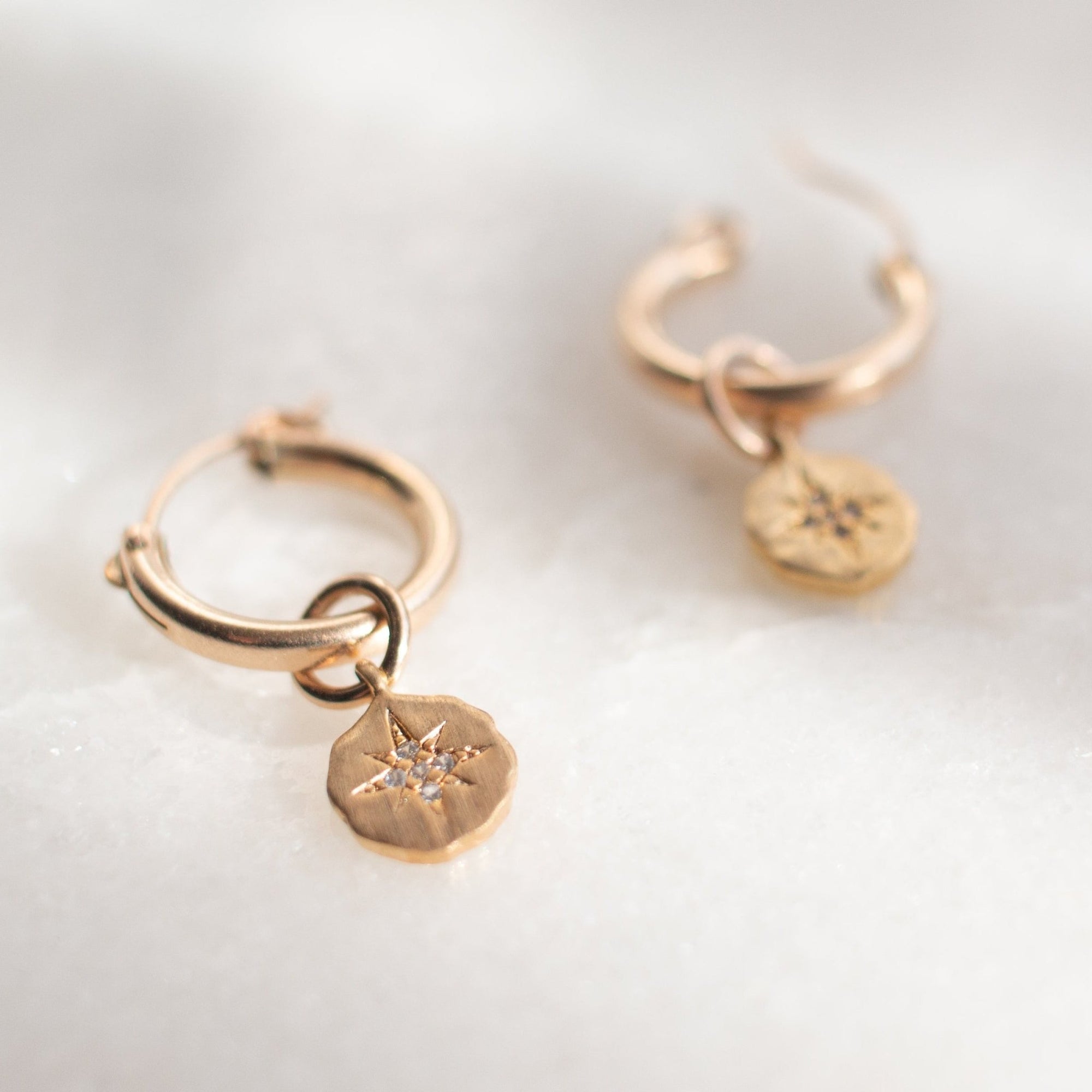 Oriana Starburst Huggie Hoop Earrings | Small Gold Hoops - Good Wknd