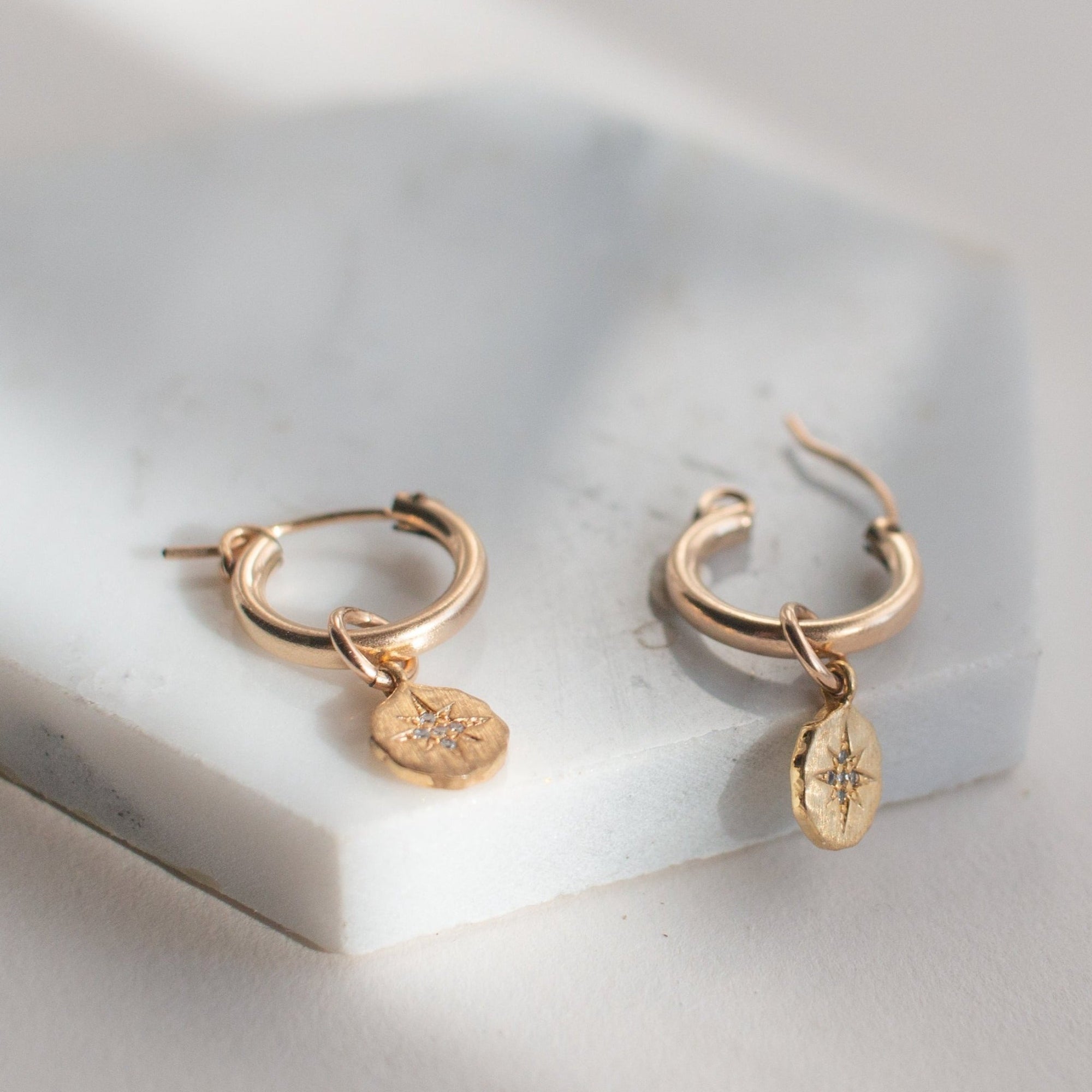 Oriana Starburst Huggie Hoop Earrings | Small Gold Hoops - Good Wknd