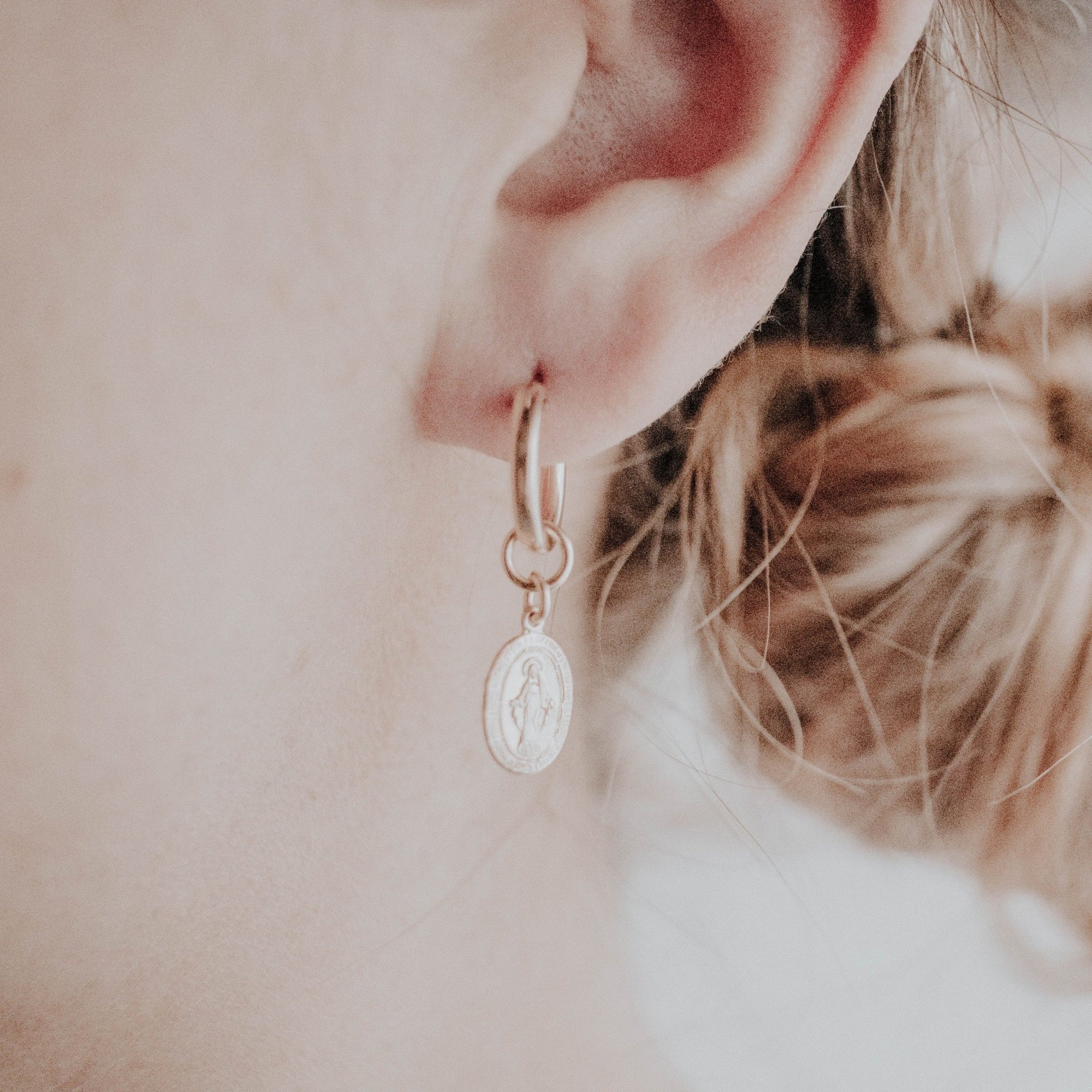 Saint Christopher Small Gold Hoop Earrings - Good Wknd