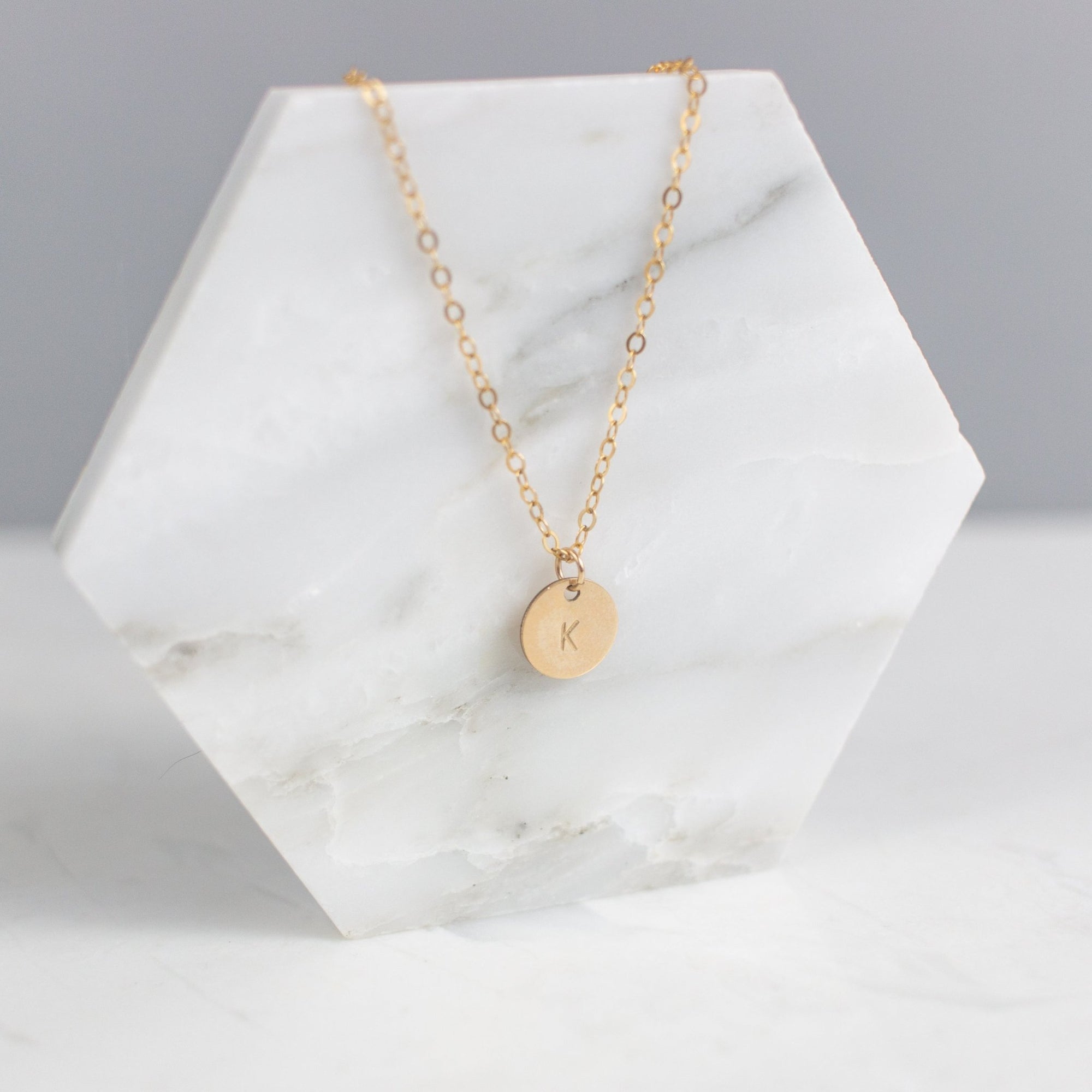 Salome Personalized Initial Disc Necklace - 10mm - Good Wknd