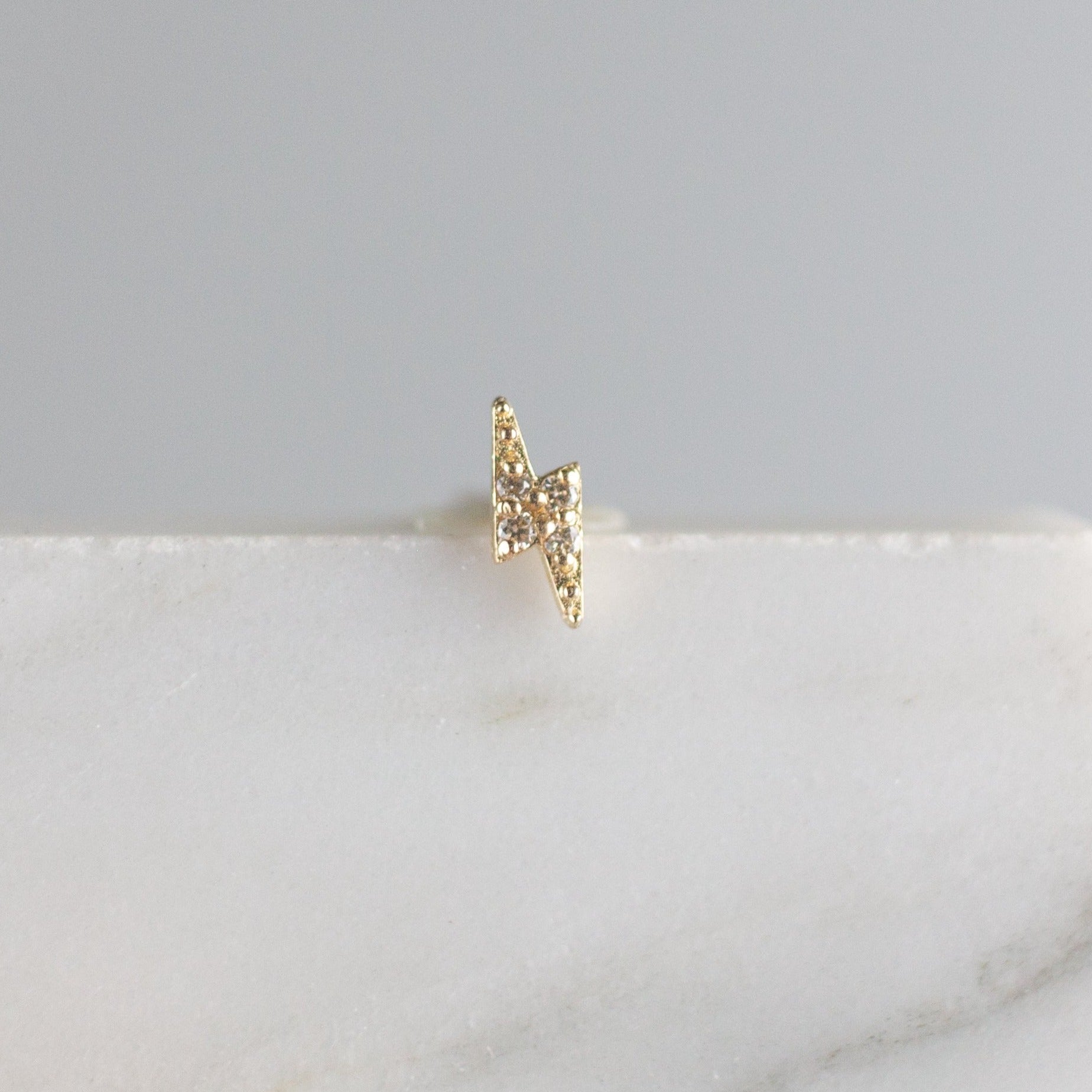 Solid Gold Thunderbolt Stud Earring | Bowie Inspired - Good Wknd