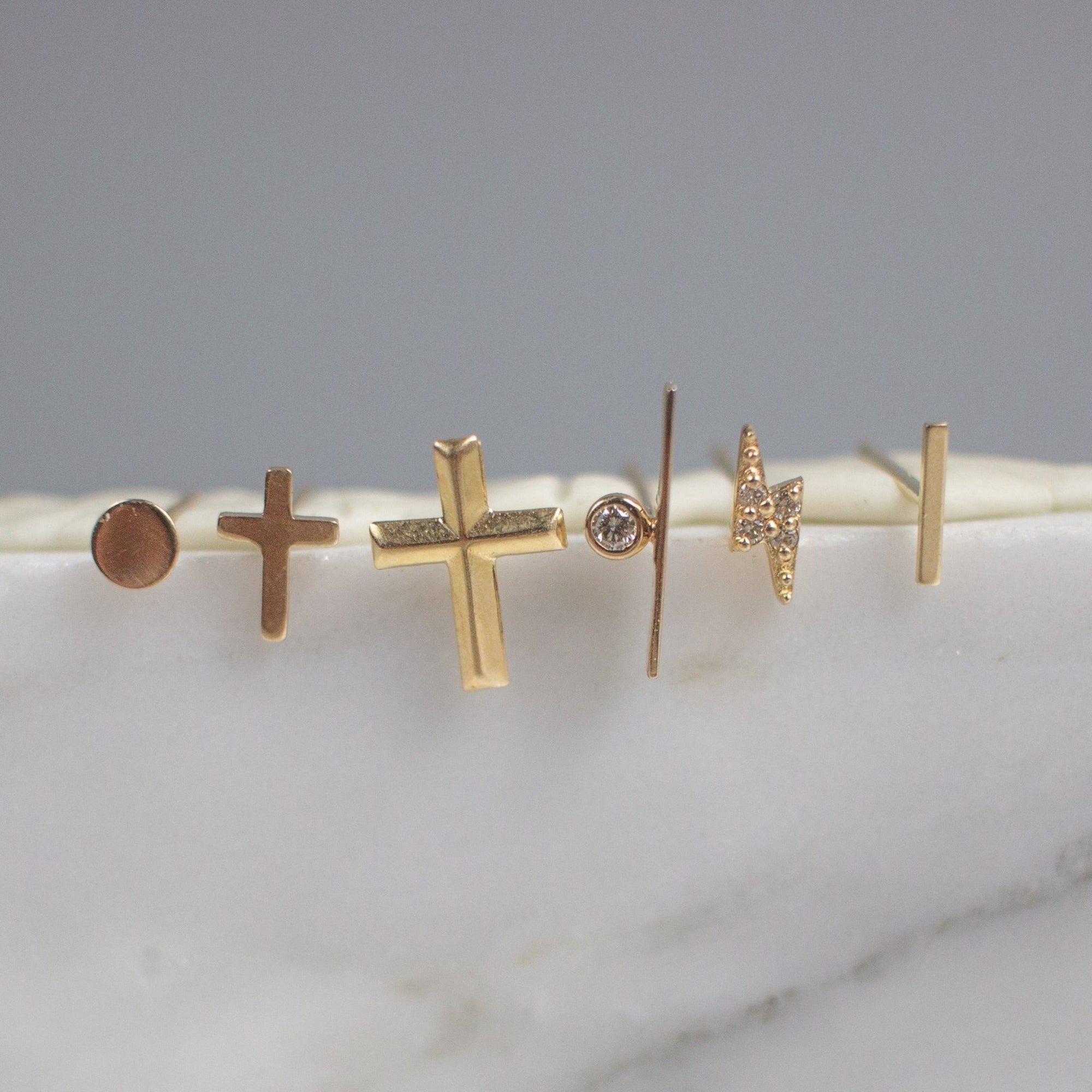 Solid Gold Thunderbolt Stud Earring | Bowie Inspired - Good Wknd